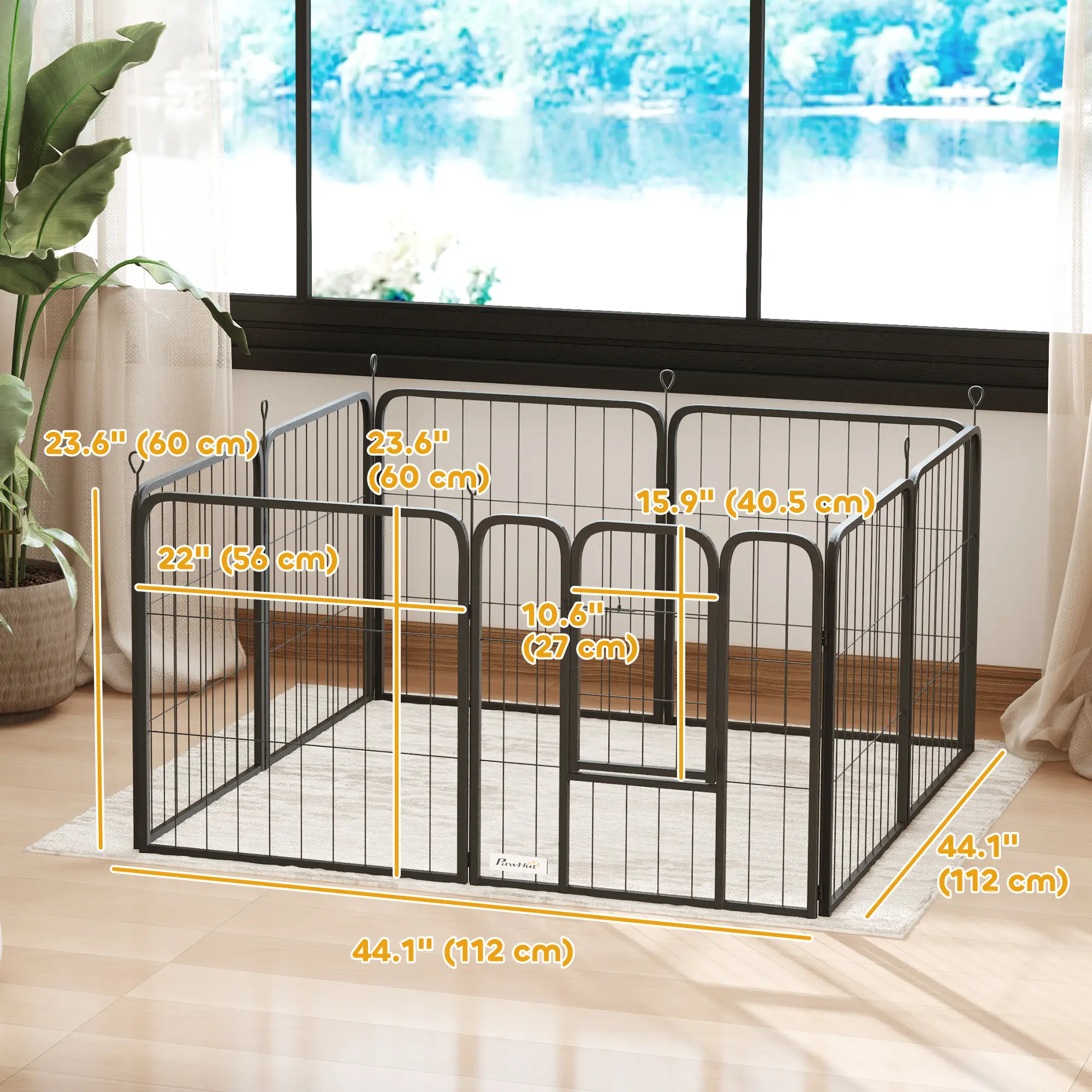 24" Dog Playpen, Portable Foldable 8 Panels, Indoor Outdoor - Image 3