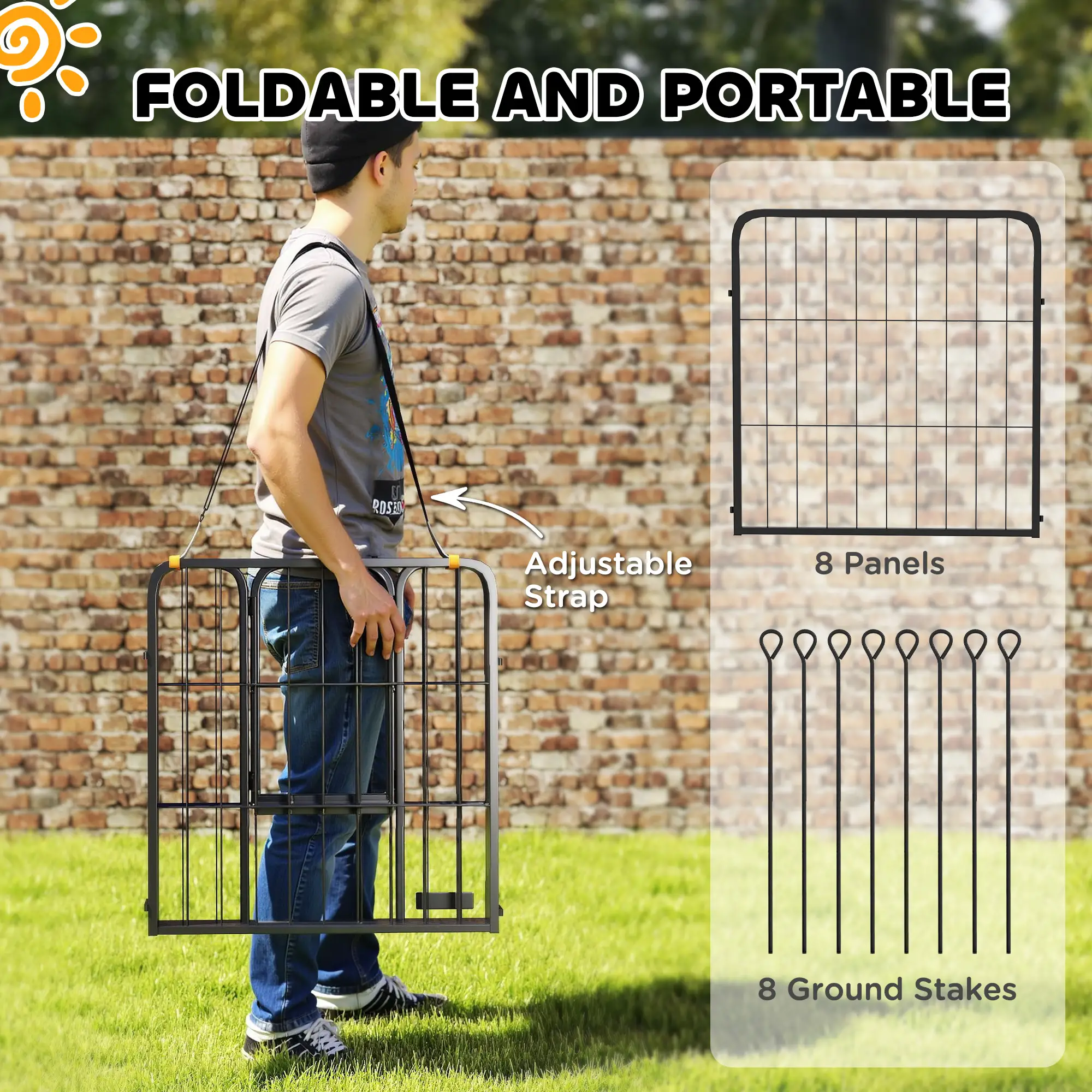 24" Dog Playpen, Portable Foldable 8 Panels, Indoor Outdoor - Image 6