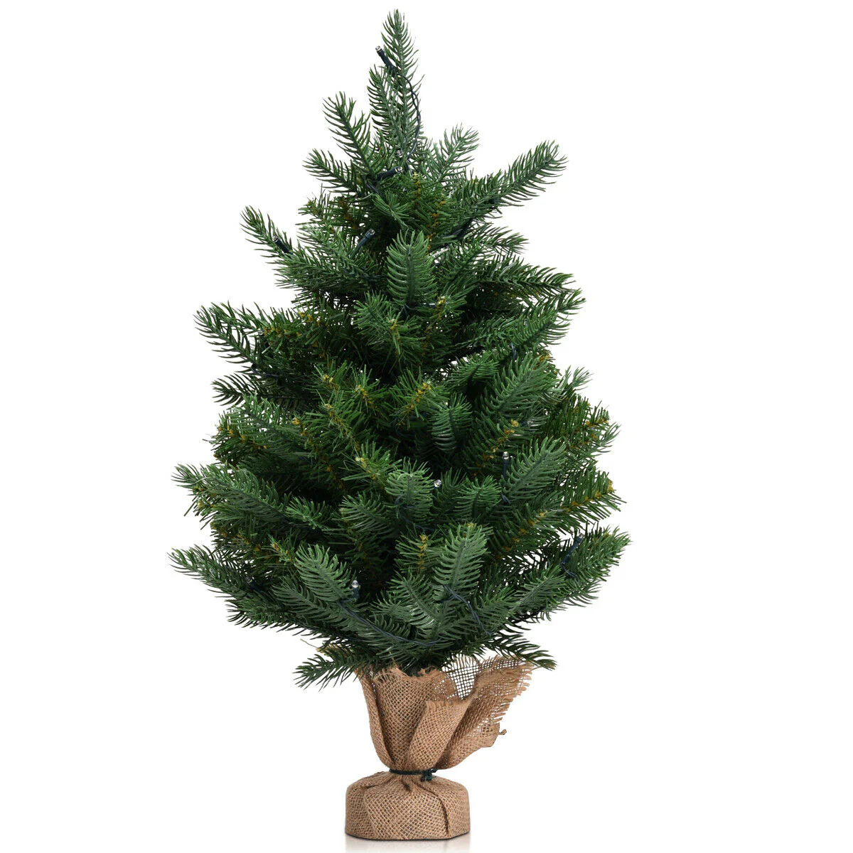 24 Inch Artificial Fir Christmas Tree With LED Lights, Green - Image 8