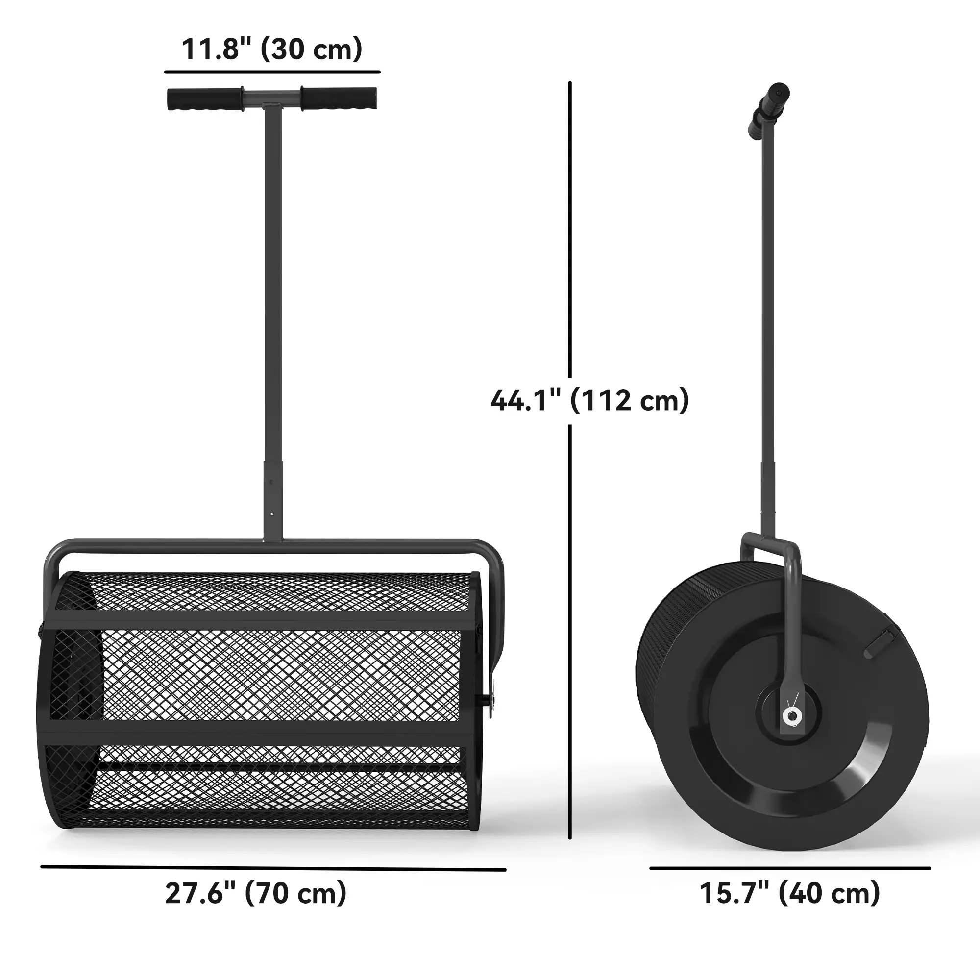 24 Inch Compost Spreader, Adjustable Handle 24.4/26.4 Inch, Black - Image 3
