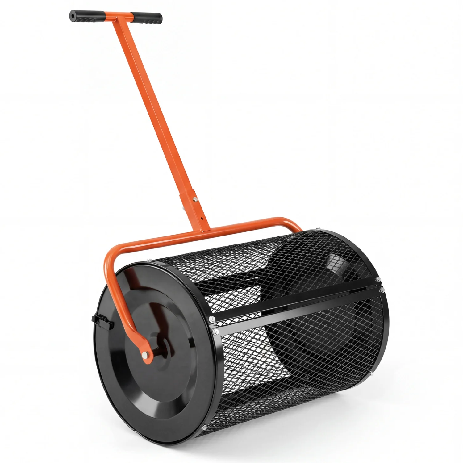 24 Inch Compost Spreader, Height Adjustable T Handle, Orange
