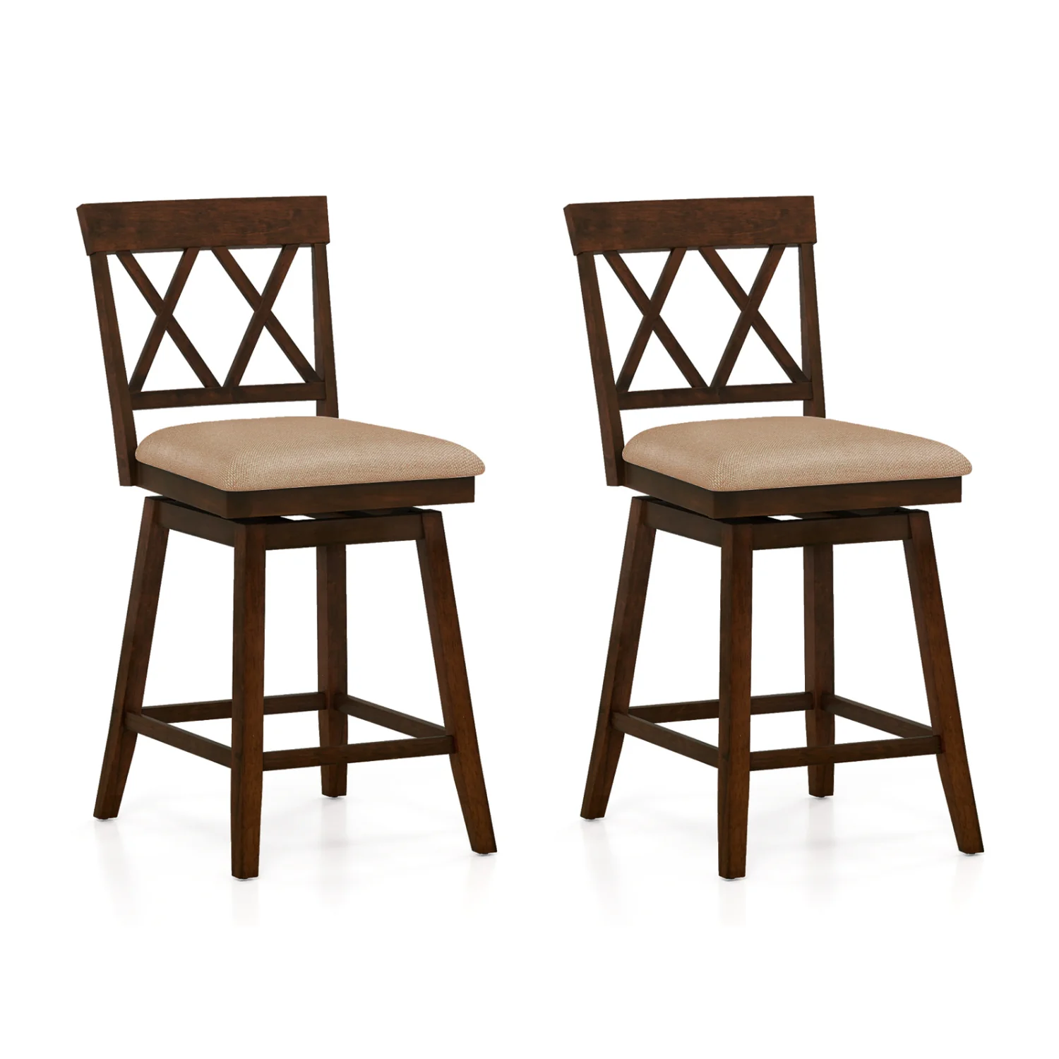 24 Inch Counter Height Barstools Set of 2 with Backrest and Seat Cushion-24 Inch