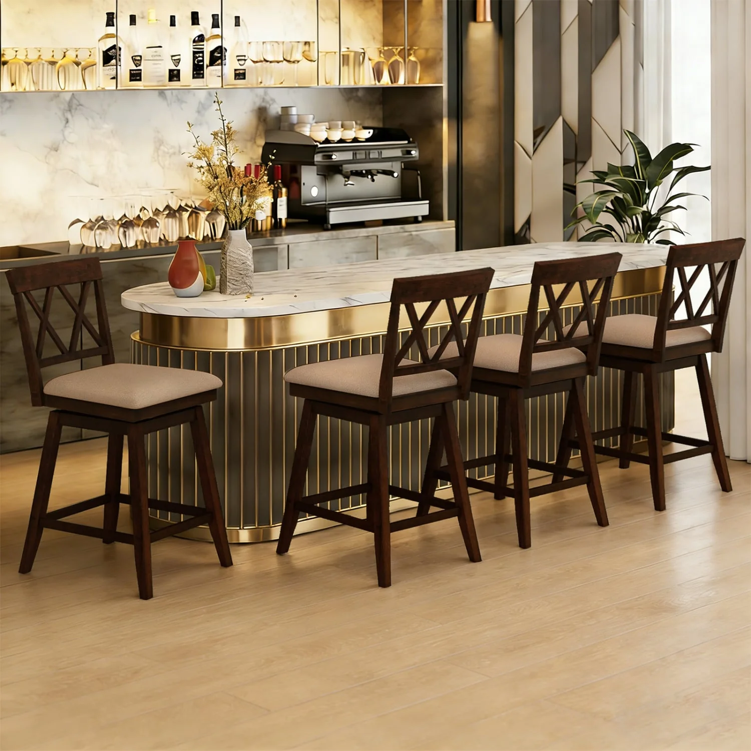 24 Inch Counter Height Barstools Set of 2 with Backrest and Seat Cushion-24 Inch - Image 3