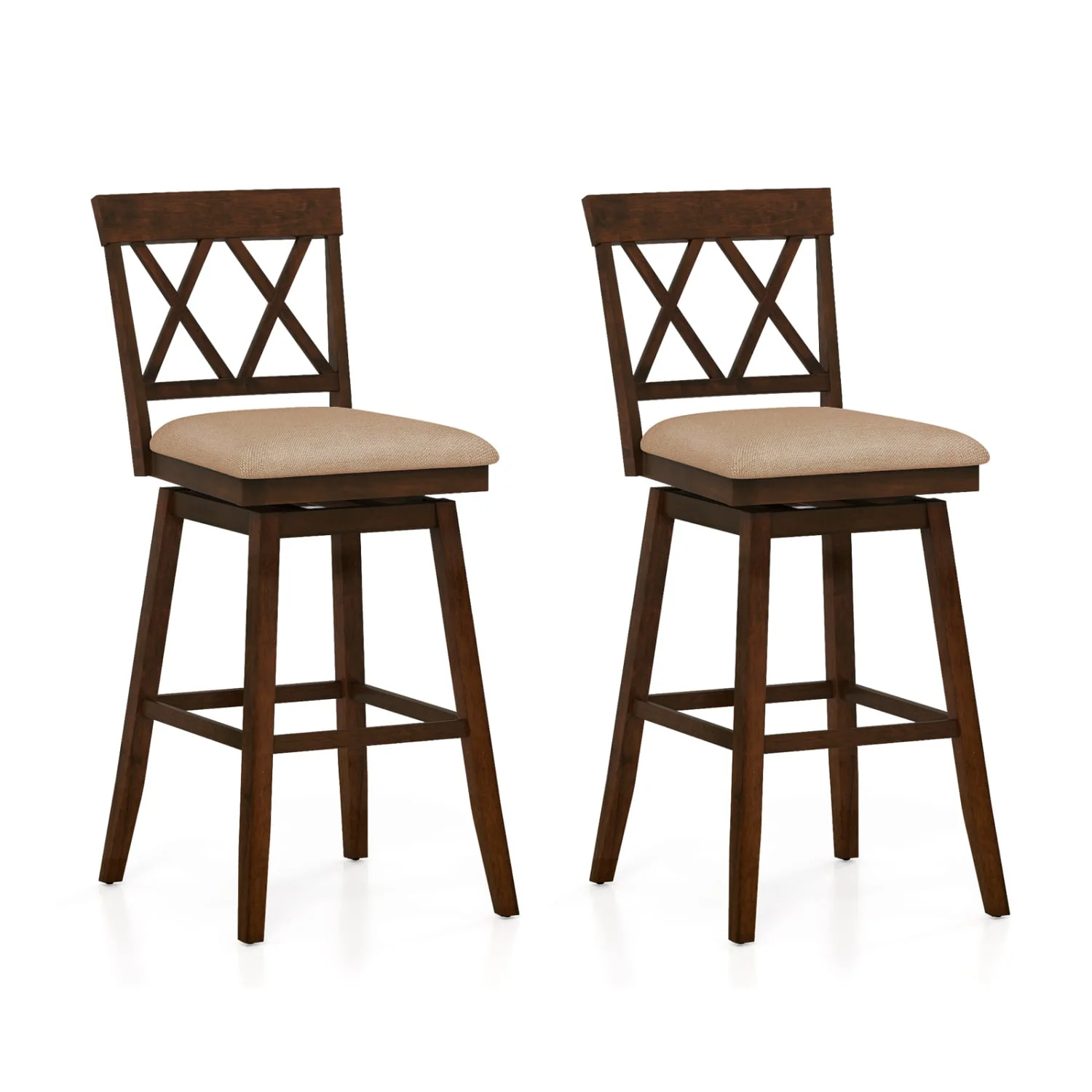 24 Inch Counter Height Barstools Set of 2 with Backrest and Seat Cushion-29 inch