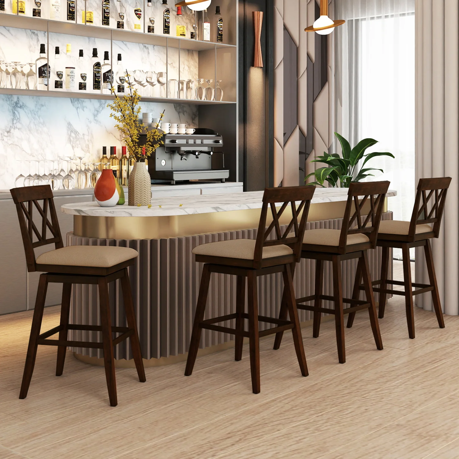 24 Inch Counter Height Barstools Set of 2 with Backrest and Seat Cushion-29 inch - Image 10