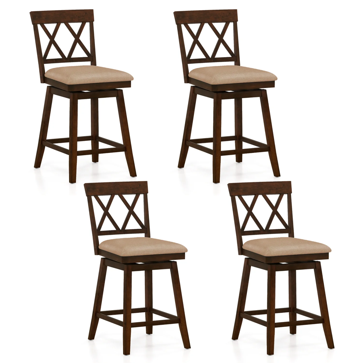 24 Inch Counter Height Barstools Set of 4 with Backrest and Upholstered Seat Cushion-24 Inch - Image 4