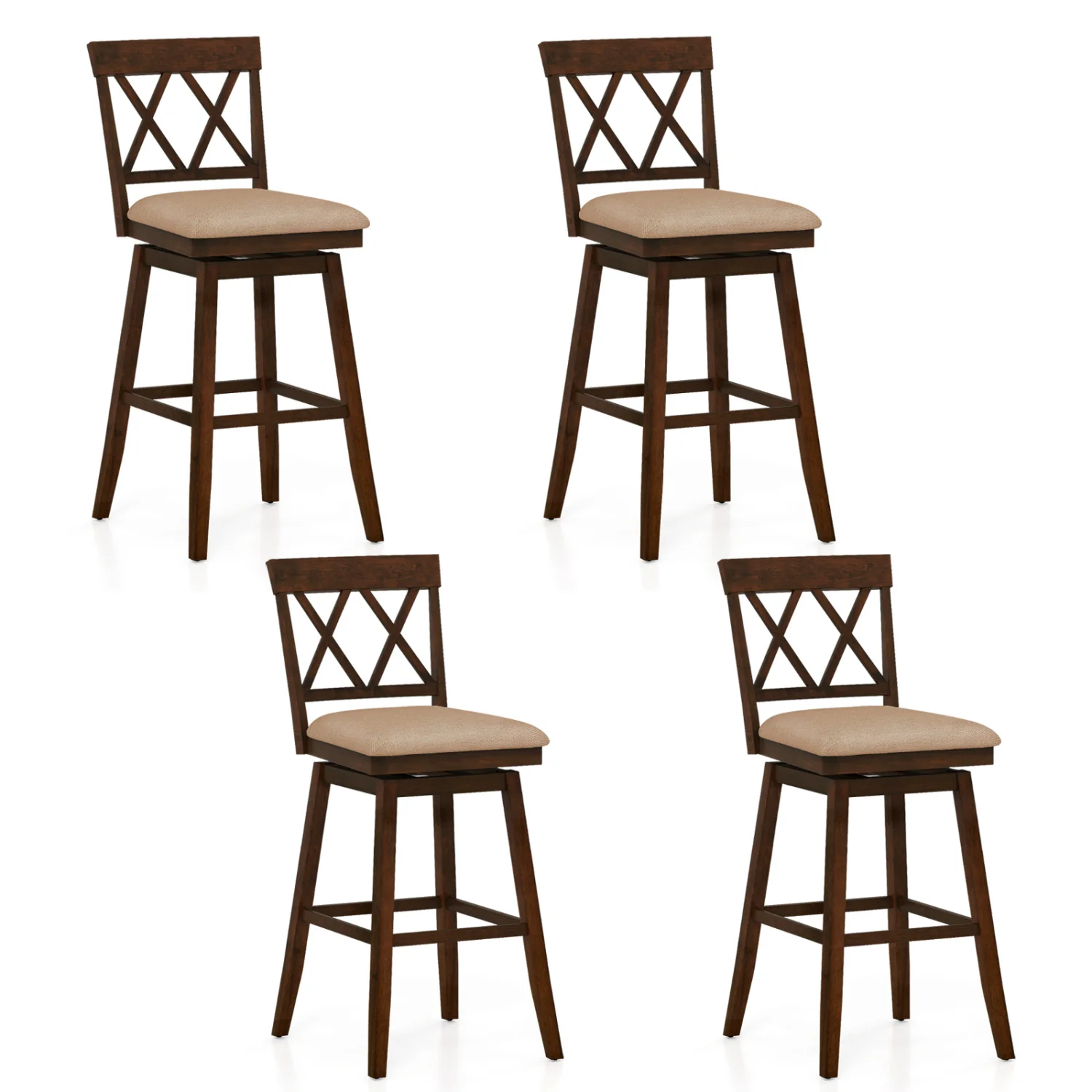 24 Inch Counter Height Barstools Set of 4 with Backrest and Upholstered Seat Cushion-29 inch - Image 4