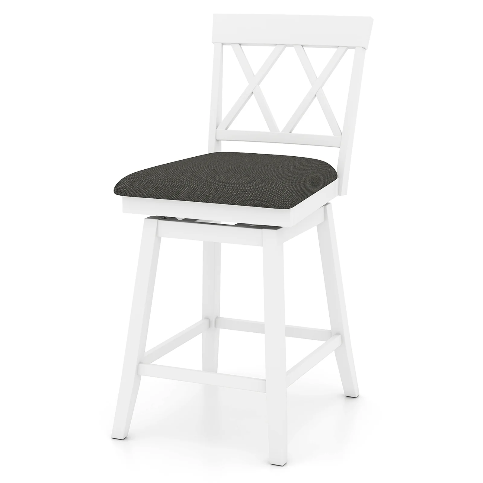 24 Inch Counter Height Barstools with Backrest and Upholstered Seat Cushion for Kitchen Dining Room, White - Image 4