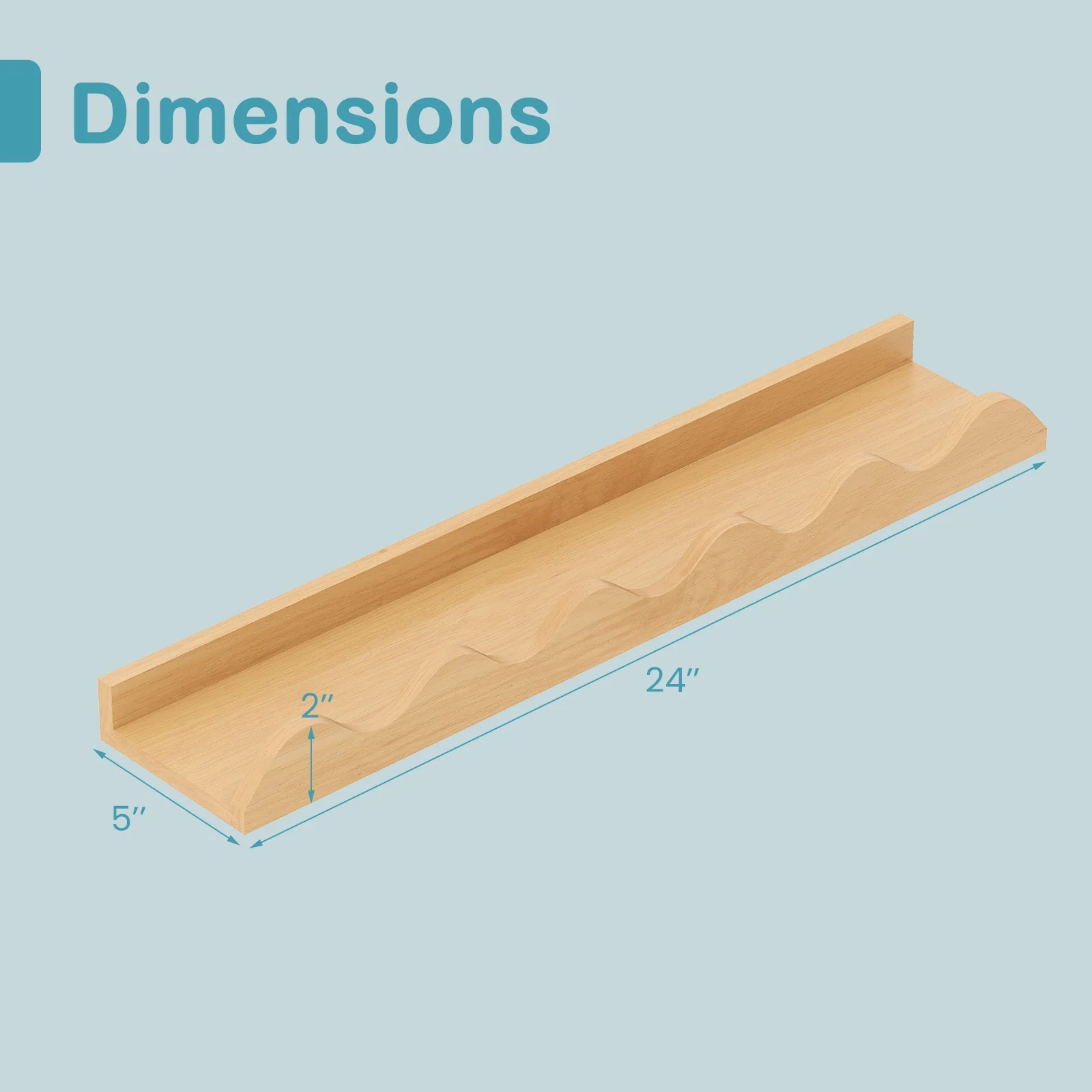 24 Inch Kids Bookshelf, Set of 4, Wall Mounted Picture Ledge Shelf, Natural - Image 6