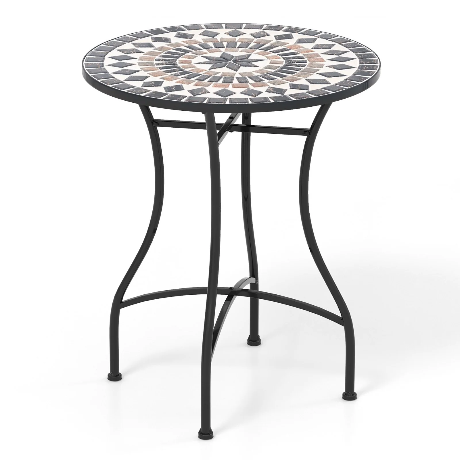 24 Inch Patio Bistro Table, Ceramic Tile Tabletop, Black - Image 10