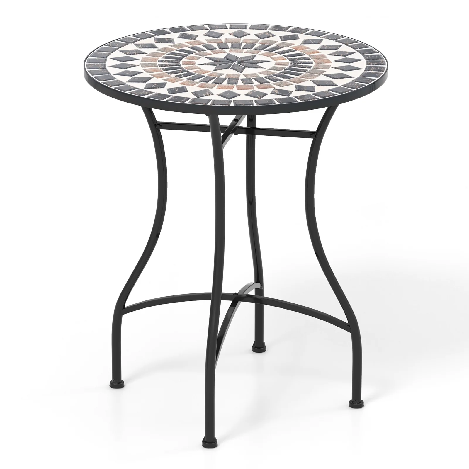 24 Inch Patio Bistro Table, Ceramic Tile Tabletop, Black - Image 4