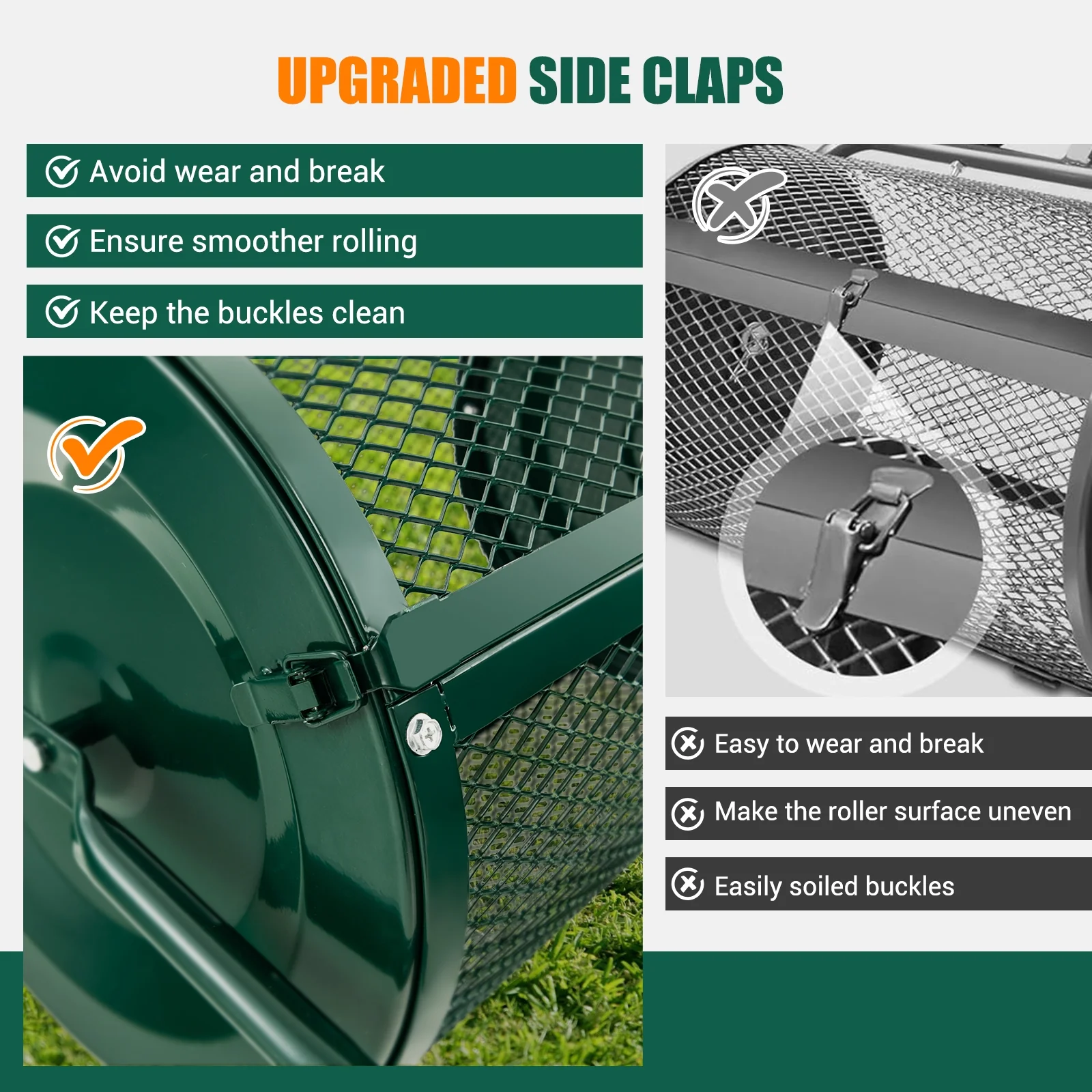 24-Inch Peat Moss Spreader, Upgrade Side Latches, U-Shape Handle, Green - Image 8