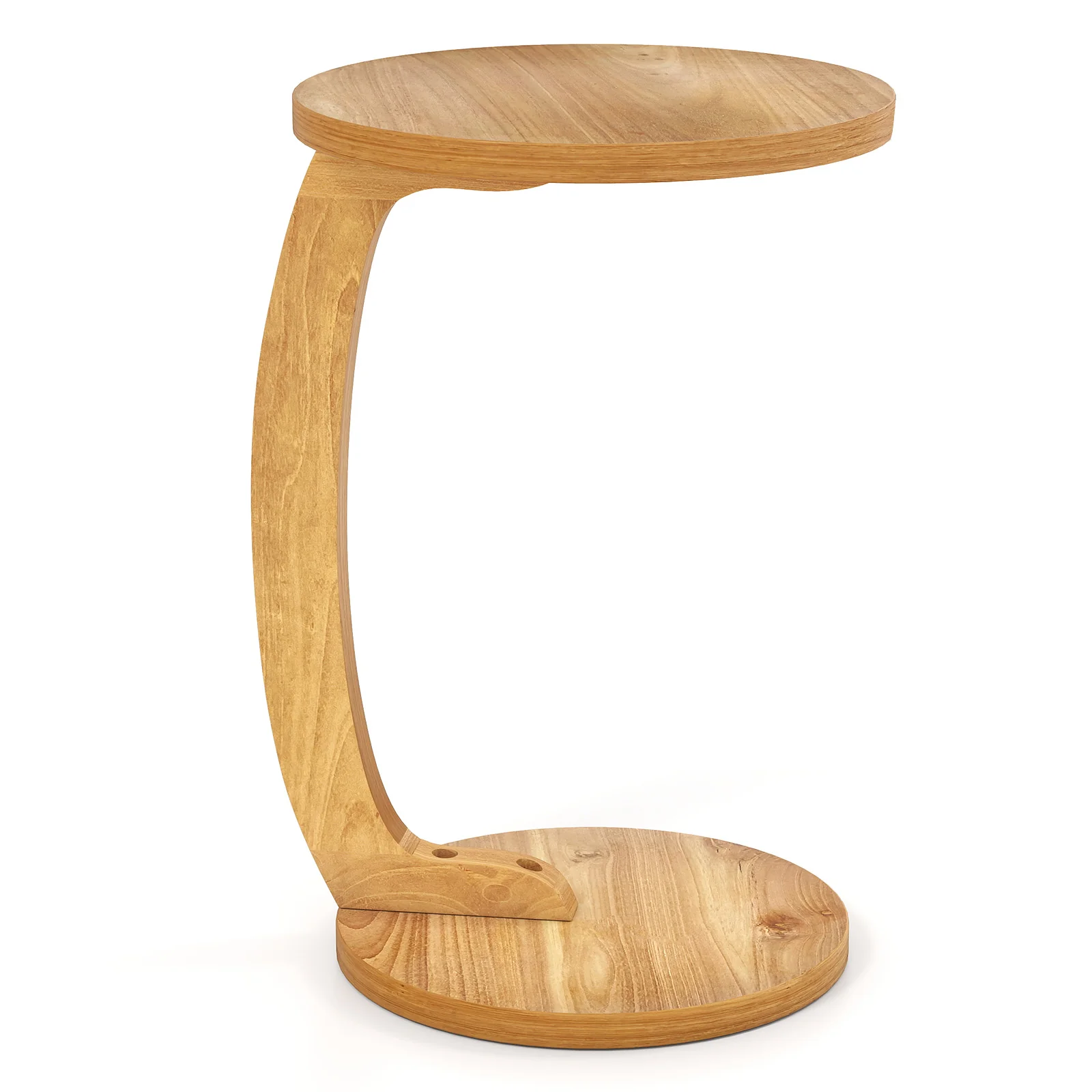 24 Inch Round C-Shaped Side Table, Thickened Top, Sturdy Base - Image 4