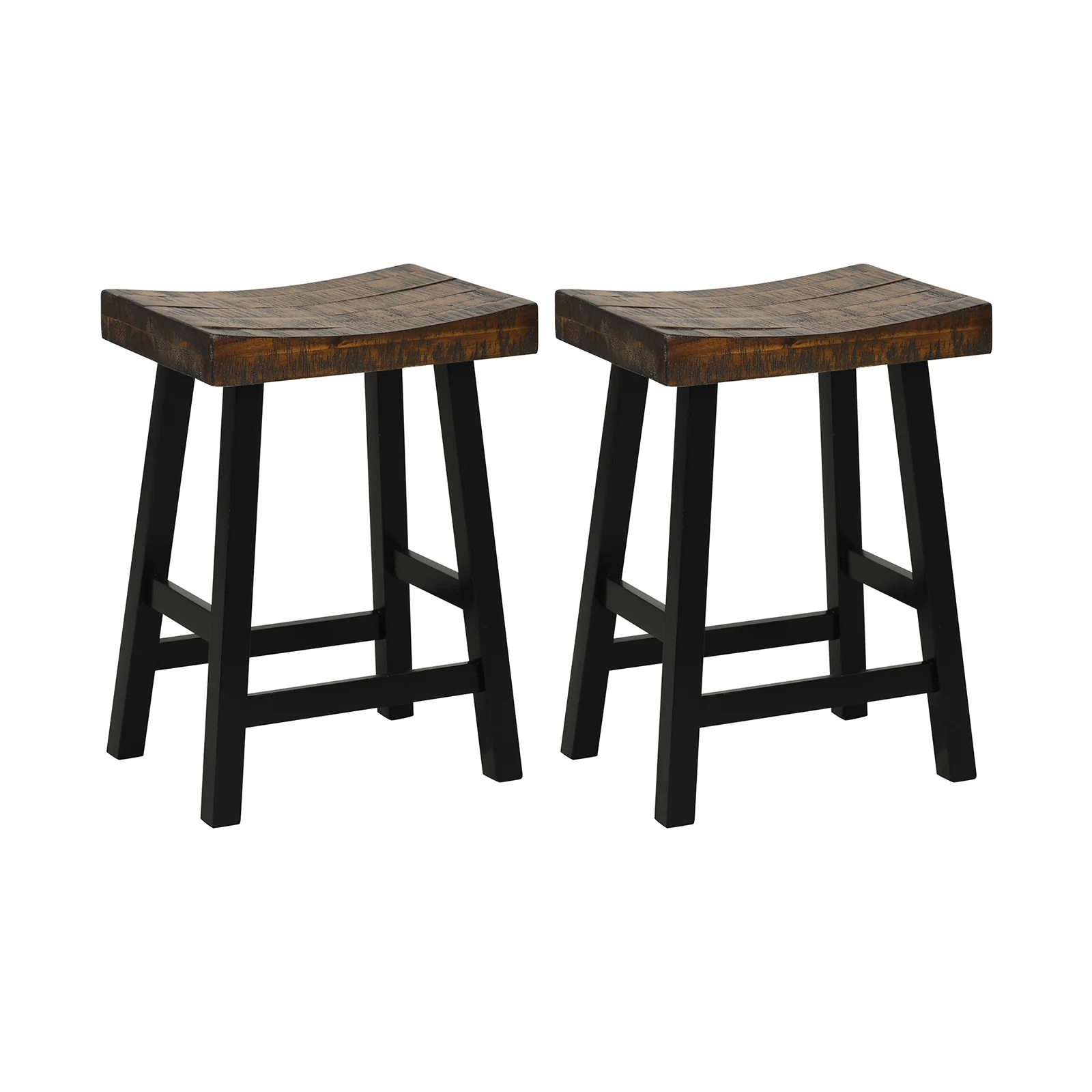 24 Inch Solid Wood Saddle Seat, Curved Seat Surface, Comfortable Footrests, Wood - Image 4