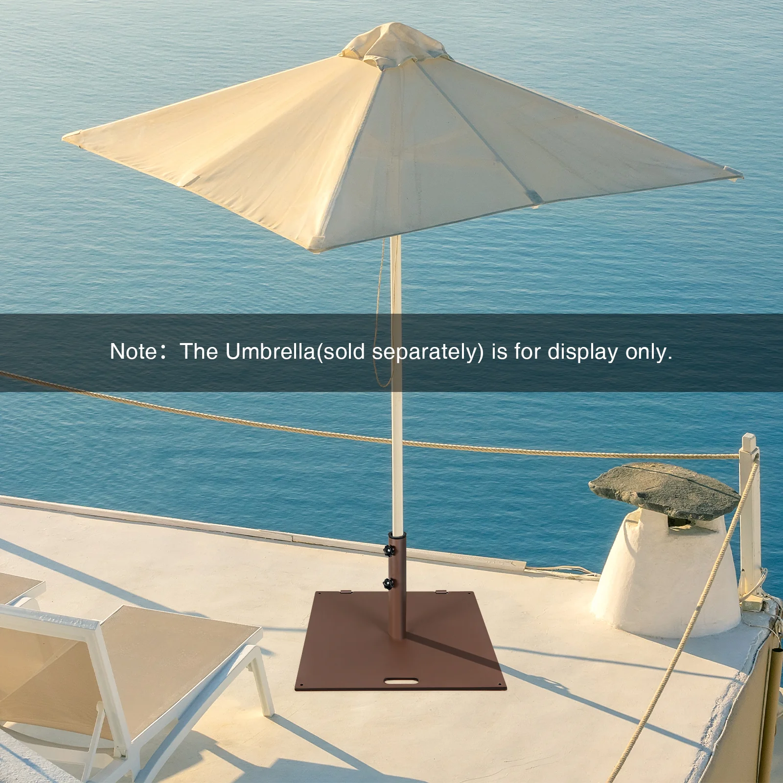 24 Inch Square Patio Umbrella Base, 50 LBS Weighted, Brown - Image 3