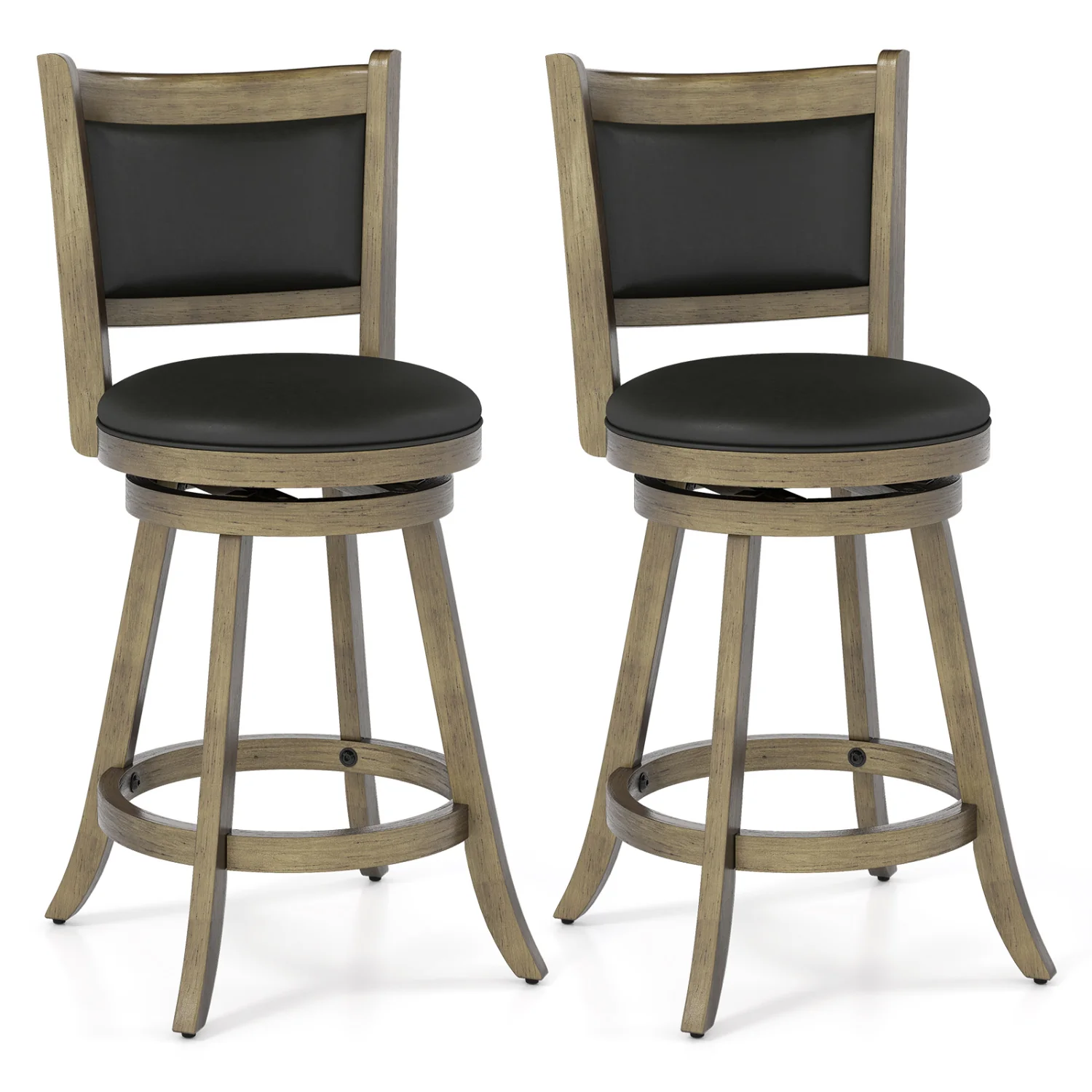 24 Inch Swivel Counter Stool, Upholstered Seat, Gray - Image 4