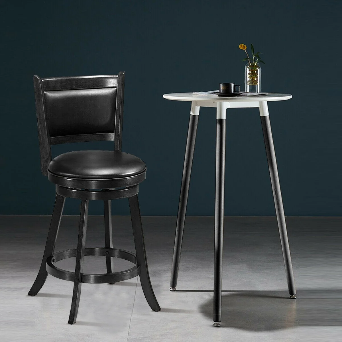 24 Inches Swivel Counter Stool, Upholstered Seat, Black - Image 7