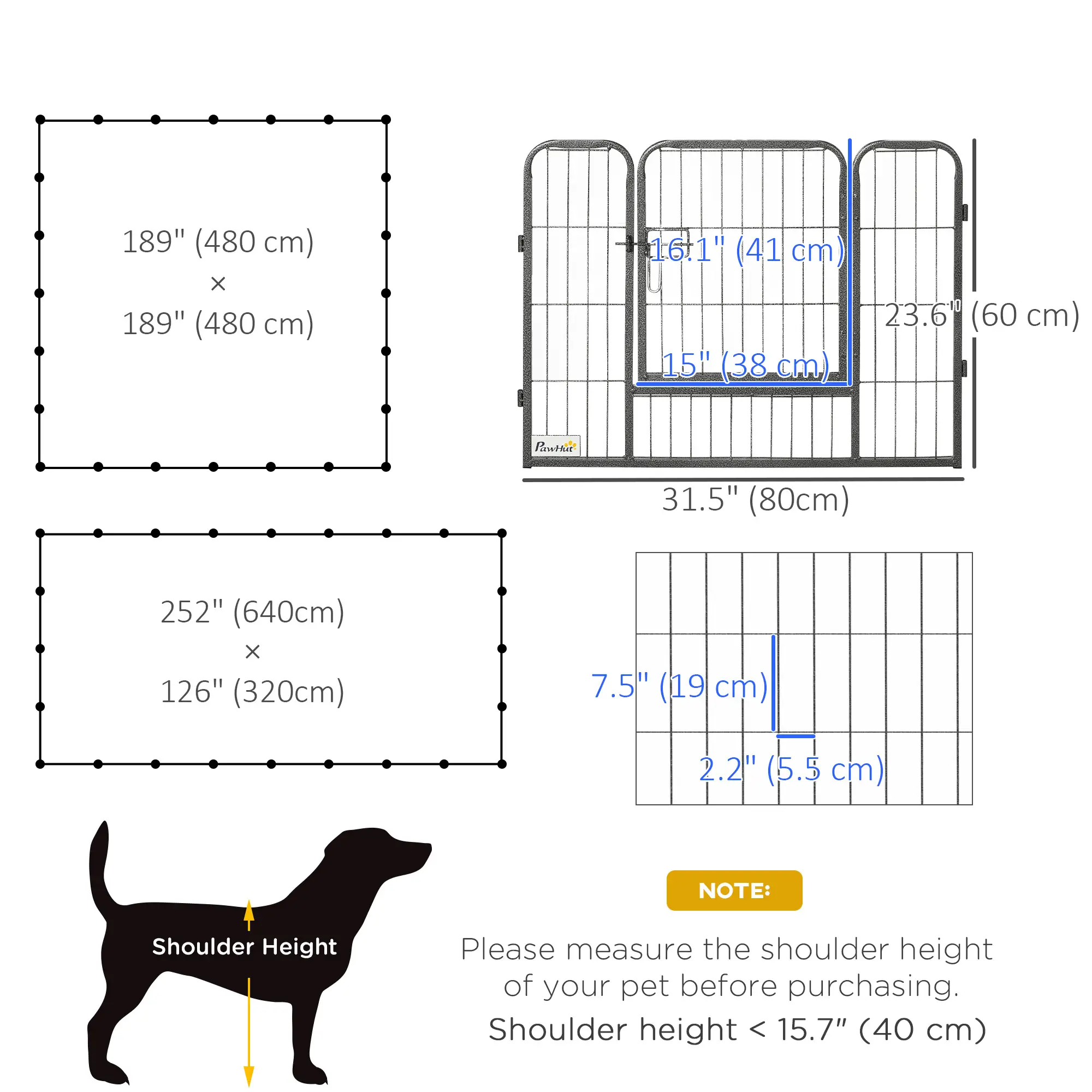 24 Panel 24" Height Dog Playpen, Small Medium Dogs, Grey - Image 3