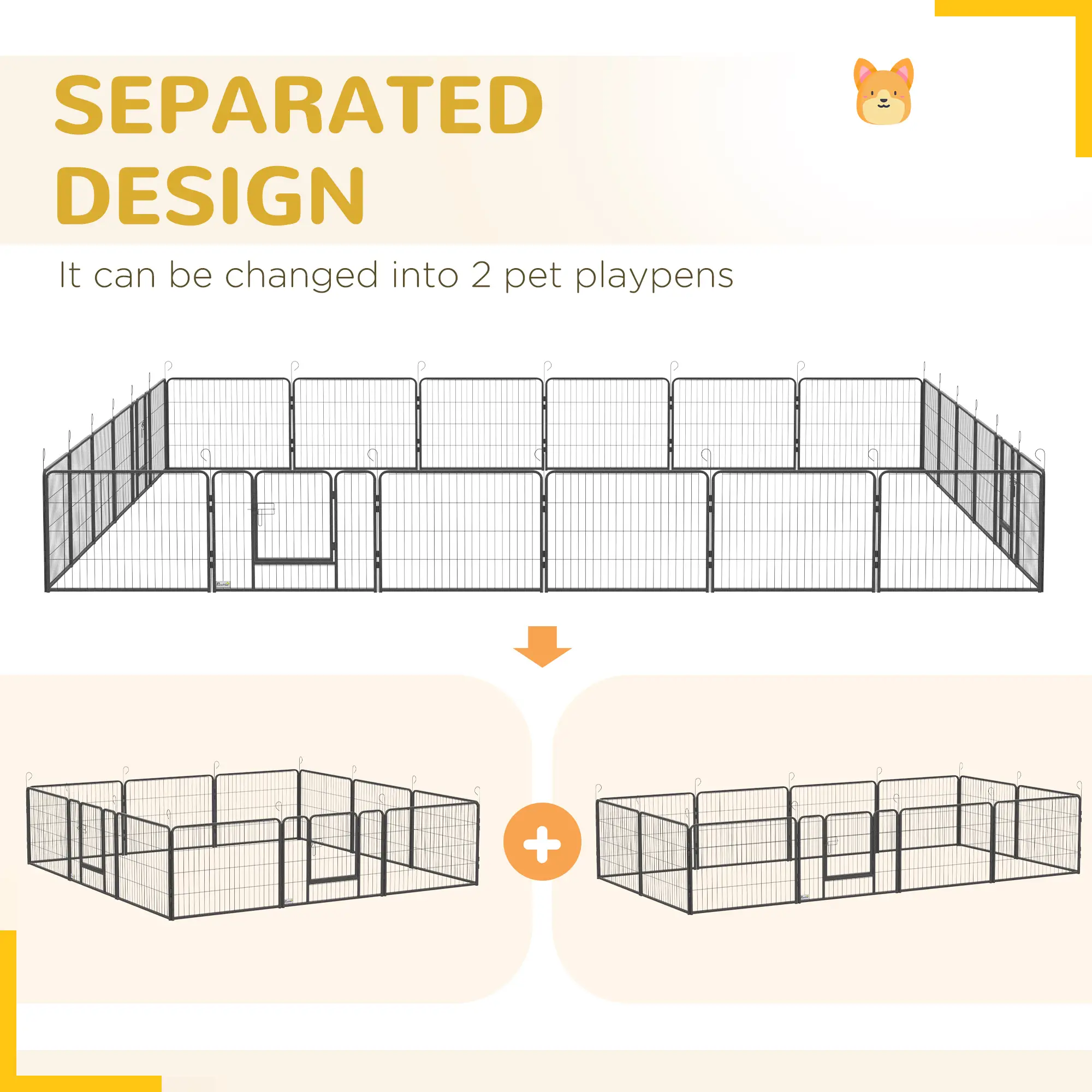 24 Panel 24" Height Dog Playpen, Small Medium Dogs, Grey - Image 6
