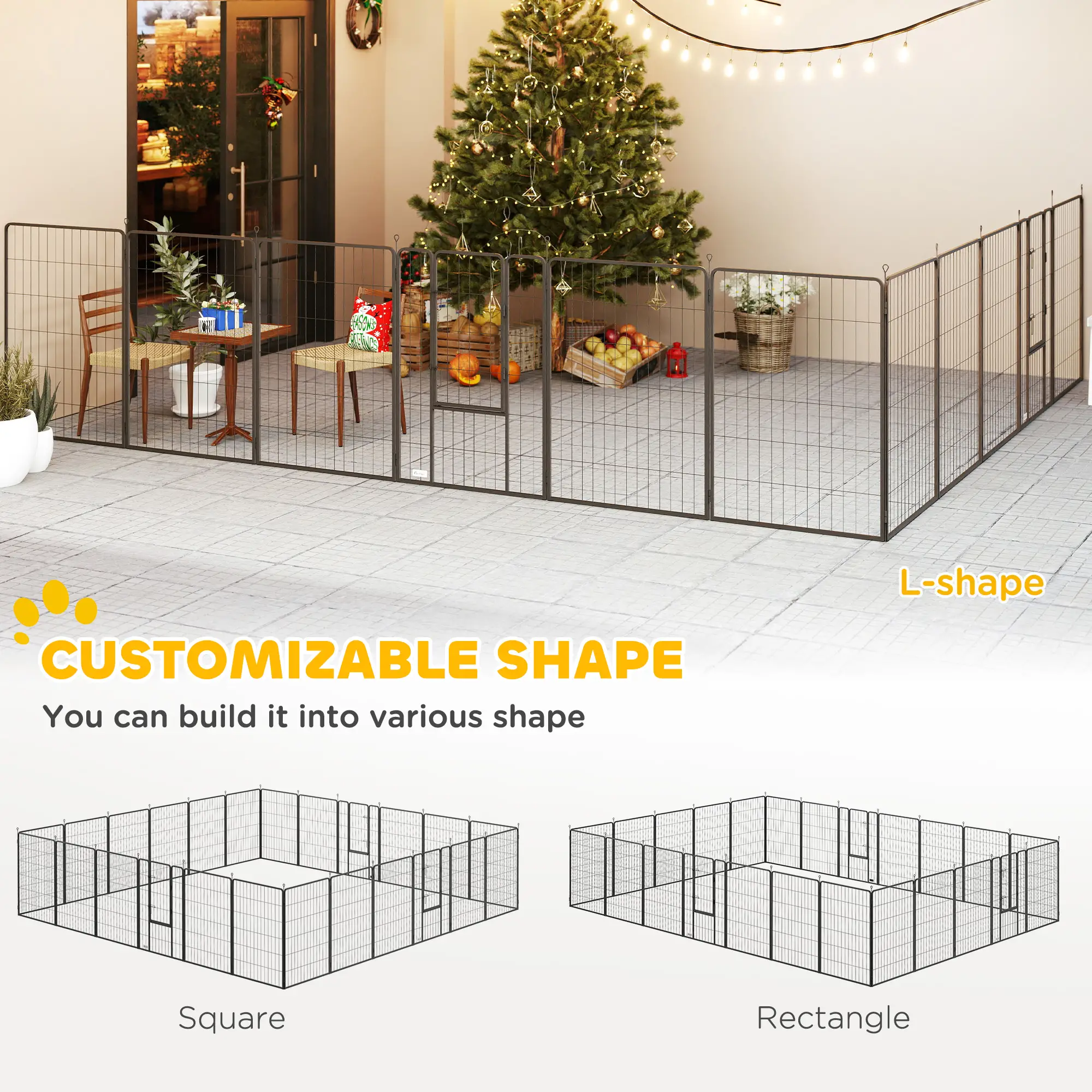 24 Panels 44.5" Height Dog Playpen, Small Medium Large Dogs, Black - Image 4