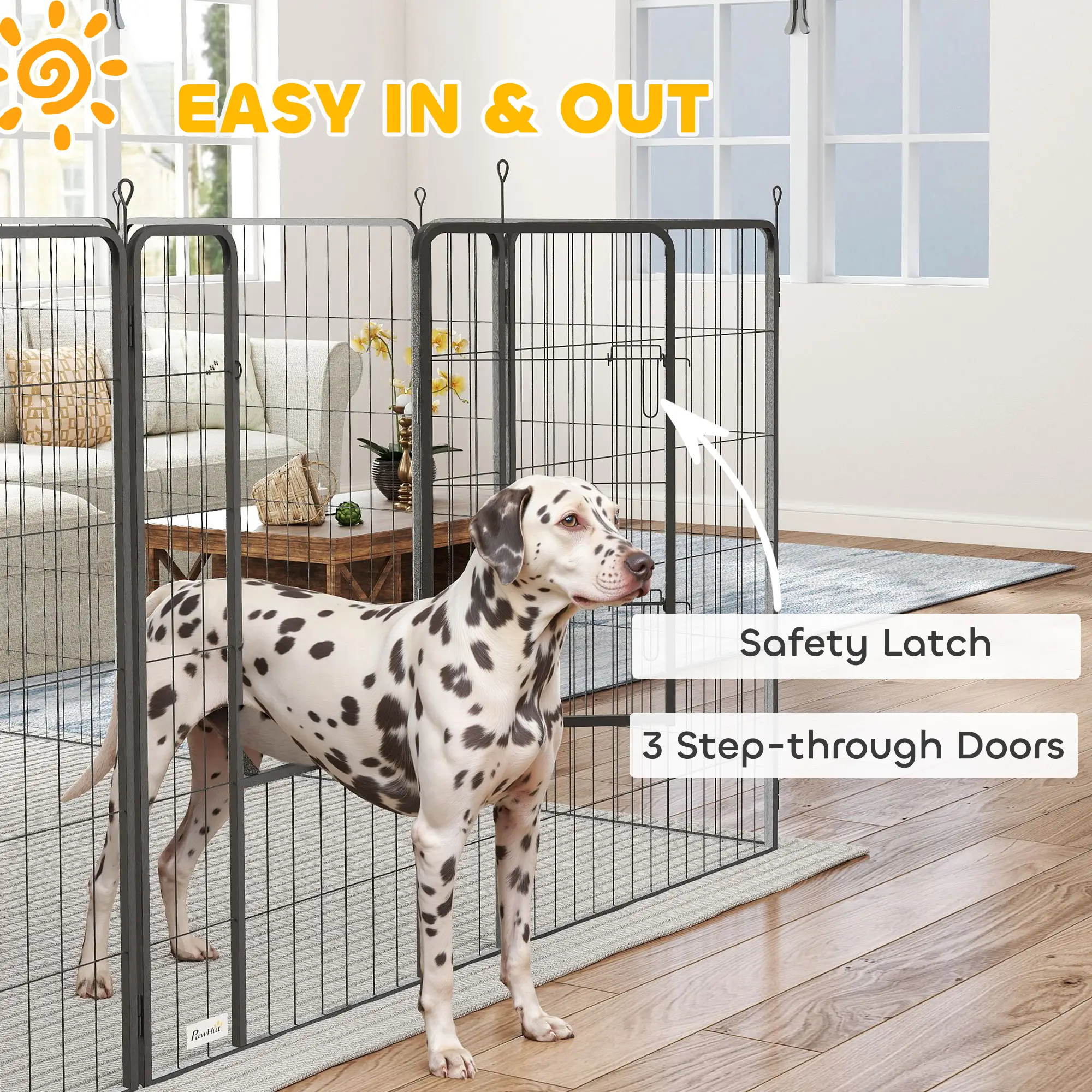 24 Panels 44.5" Height Dog Playpen, Small Medium Large Dogs, Black - Image 6
