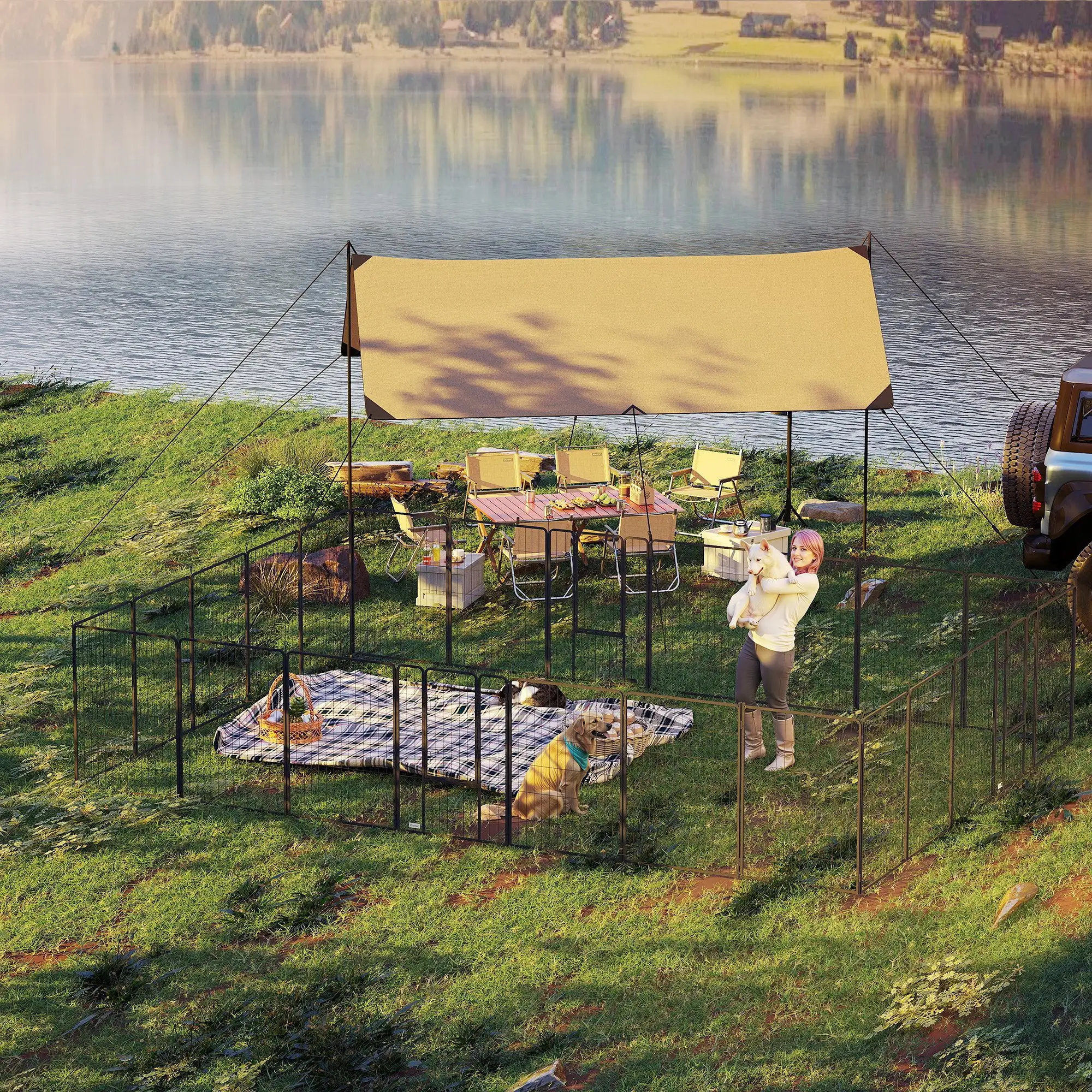 24 Panels 44.5" Height Dog Playpen, Small Medium Large Dogs, Black - Image 8