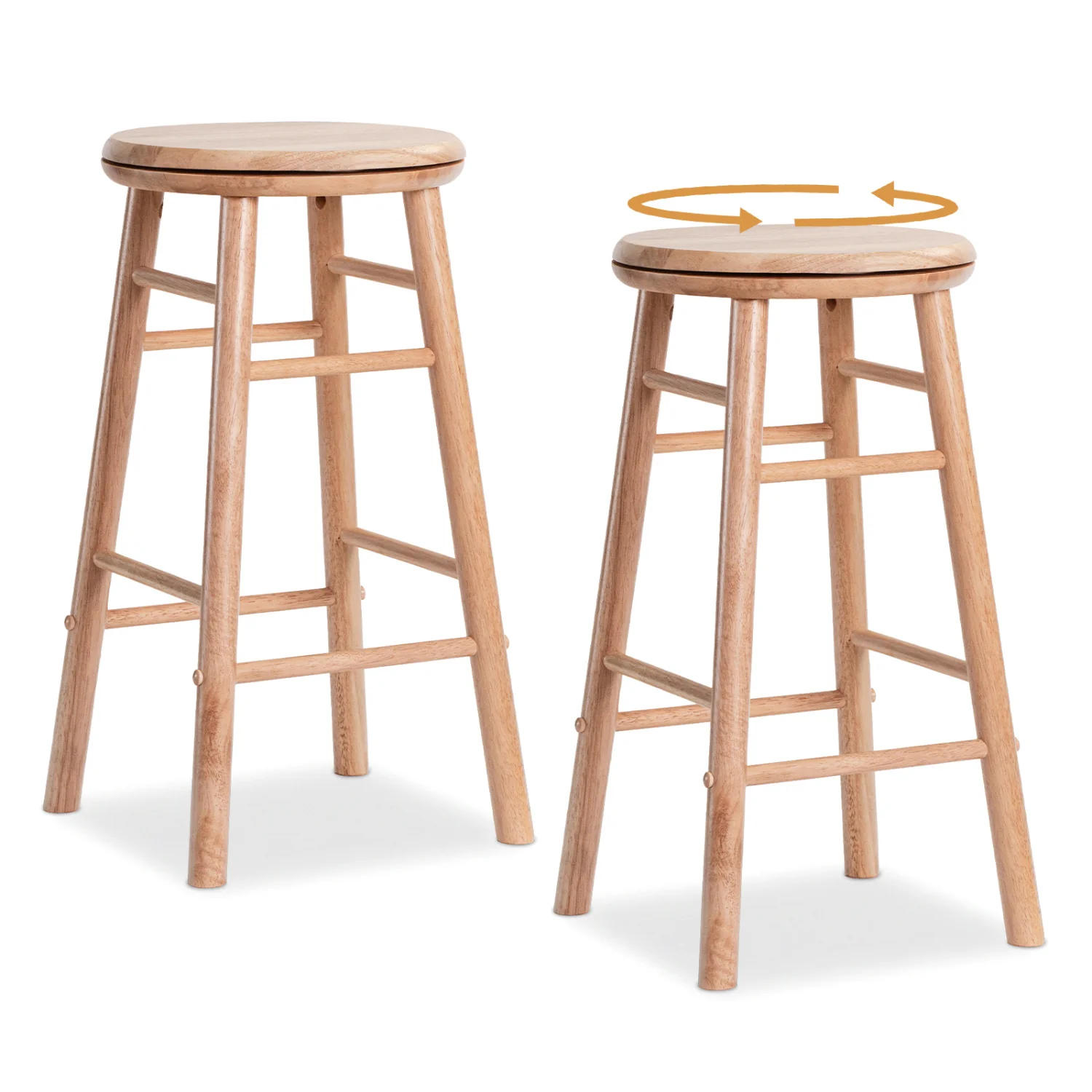 24" Swivel Bar Stools Set of 2, Natural - Image 4