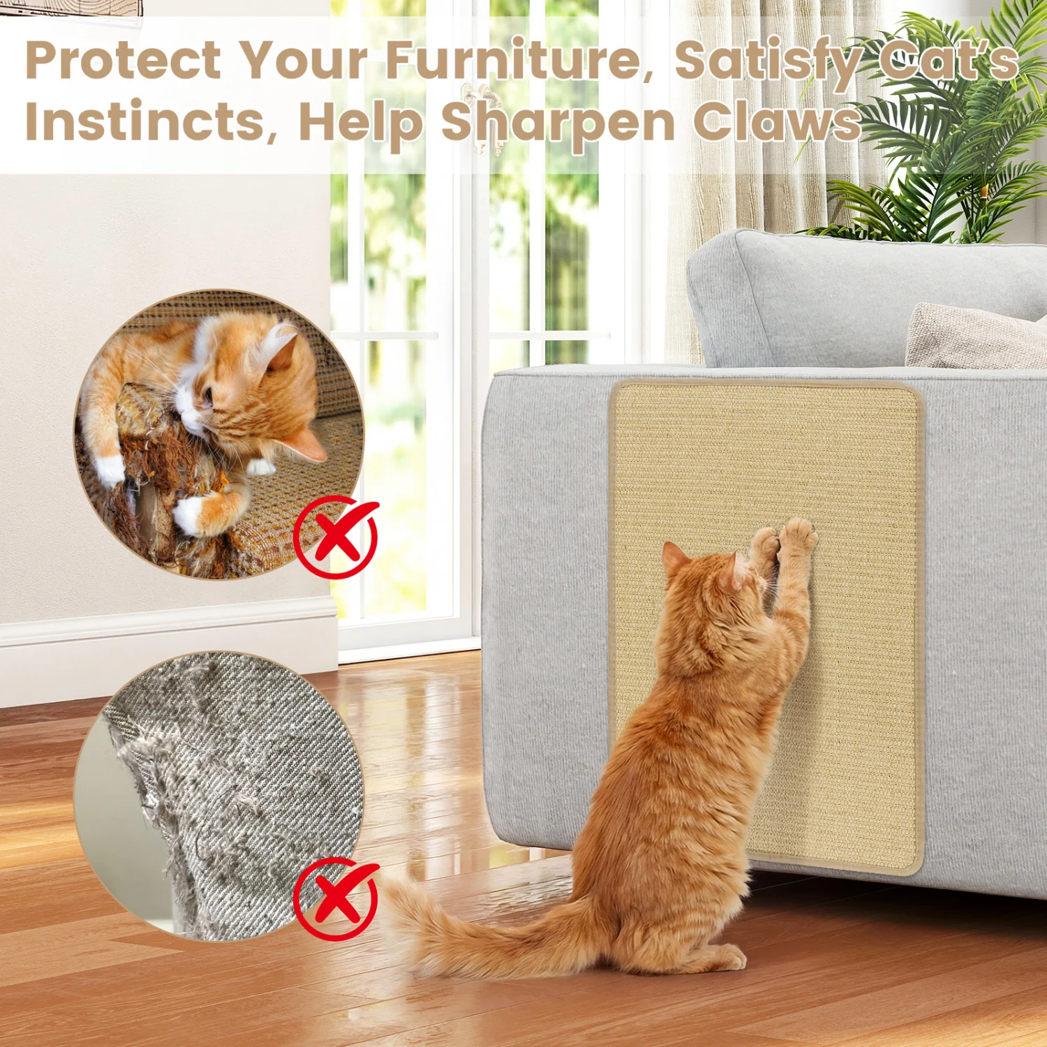 24 x 16 Inch Cat Scratcher Mat Set, 6-Piece - Image 9