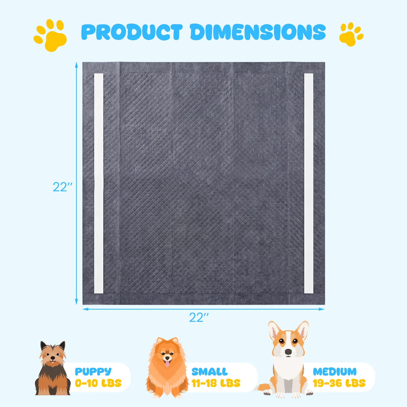 24" x 24" Dog Pee Pads, 6-Layer, Charcoal, Black - Image 4
