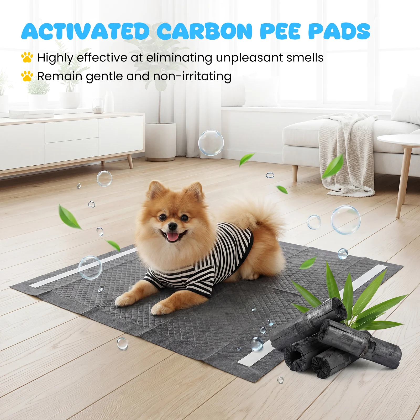 24" x 24" Dog Pee Pads, 6-Layer, Charcoal, Black - Image 6