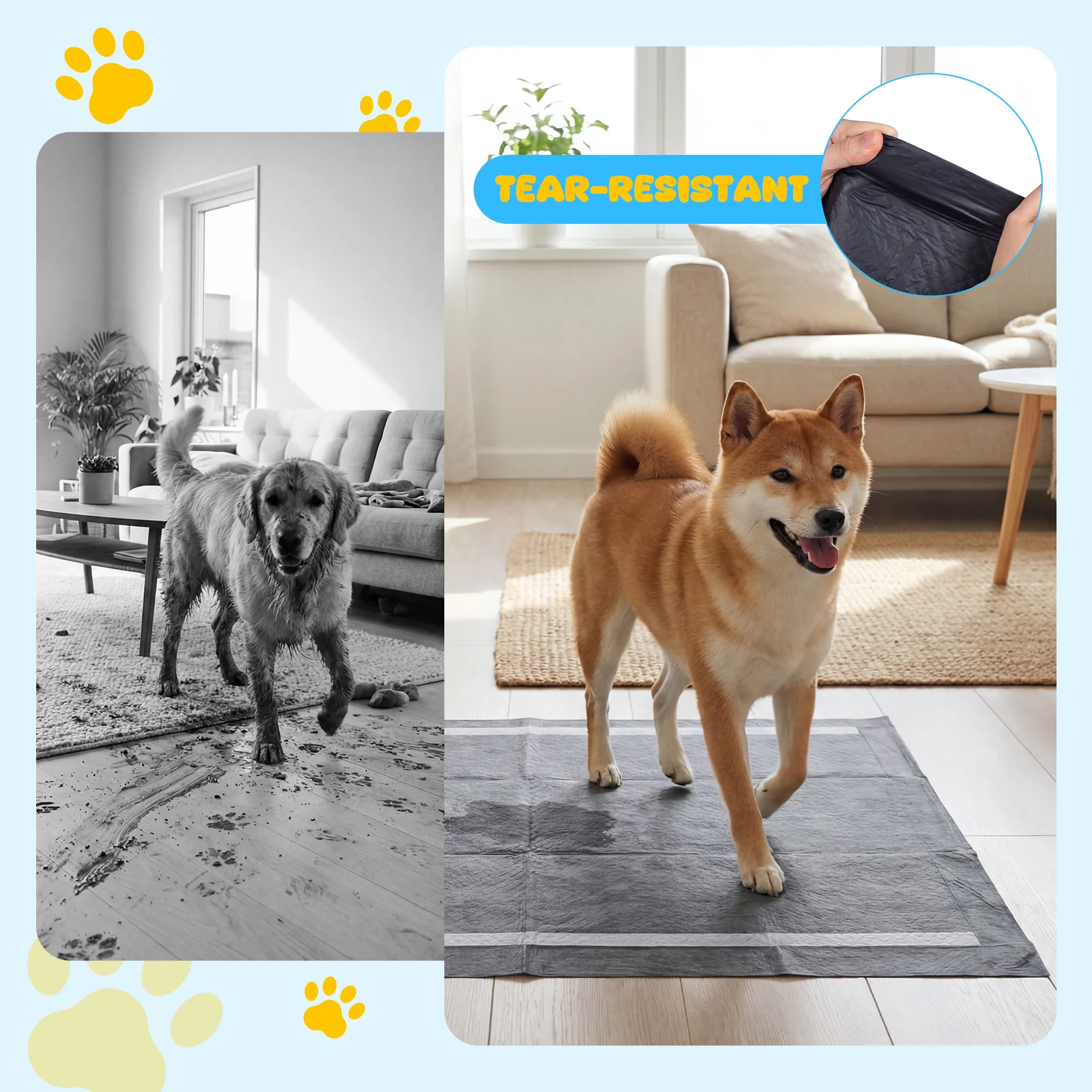 24" x 24" Dog Pee Pads, 6-Layer, Charcoal, Black - Image 9