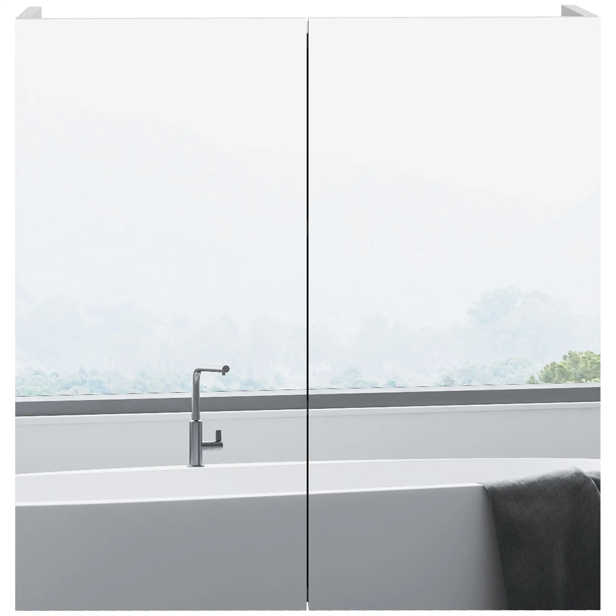 24" x 24" Medicine Cabinet, Wall Mounted, Mirrored Doors, Adjustable Shelves, Soft Close, High Gloss, White - Image 11