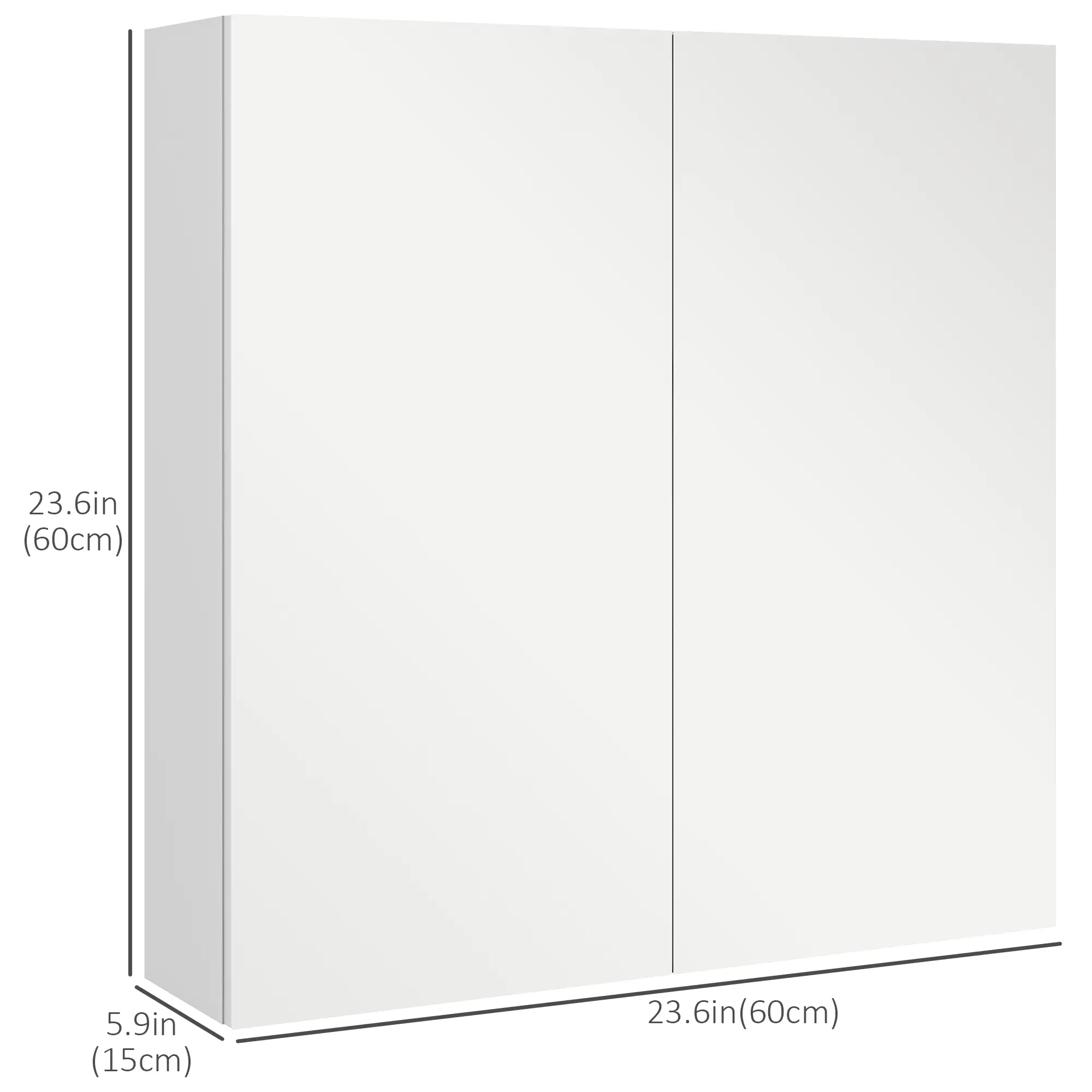24" x 24" Medicine Cabinet, Wall Mounted, Mirrored Doors, Adjustable Shelves, Soft Close, High Gloss, White - Image 3