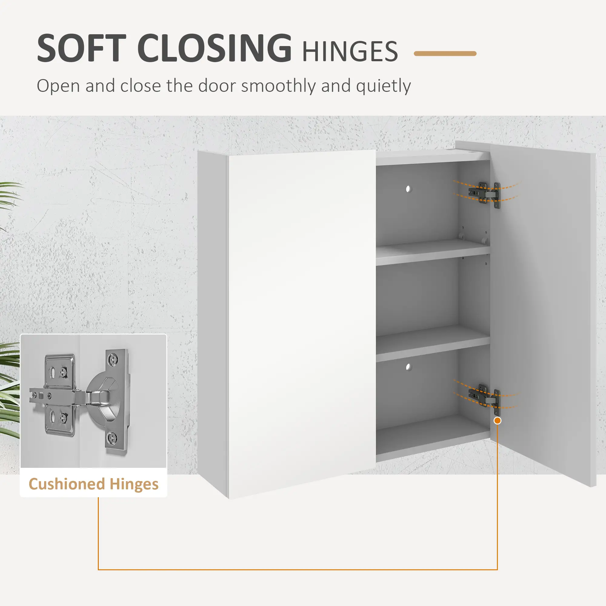 24" x 24" Medicine Cabinet, Wall Mounted, Mirrored Doors, Adjustable Shelves, Soft Close, High Gloss, White - Image 7