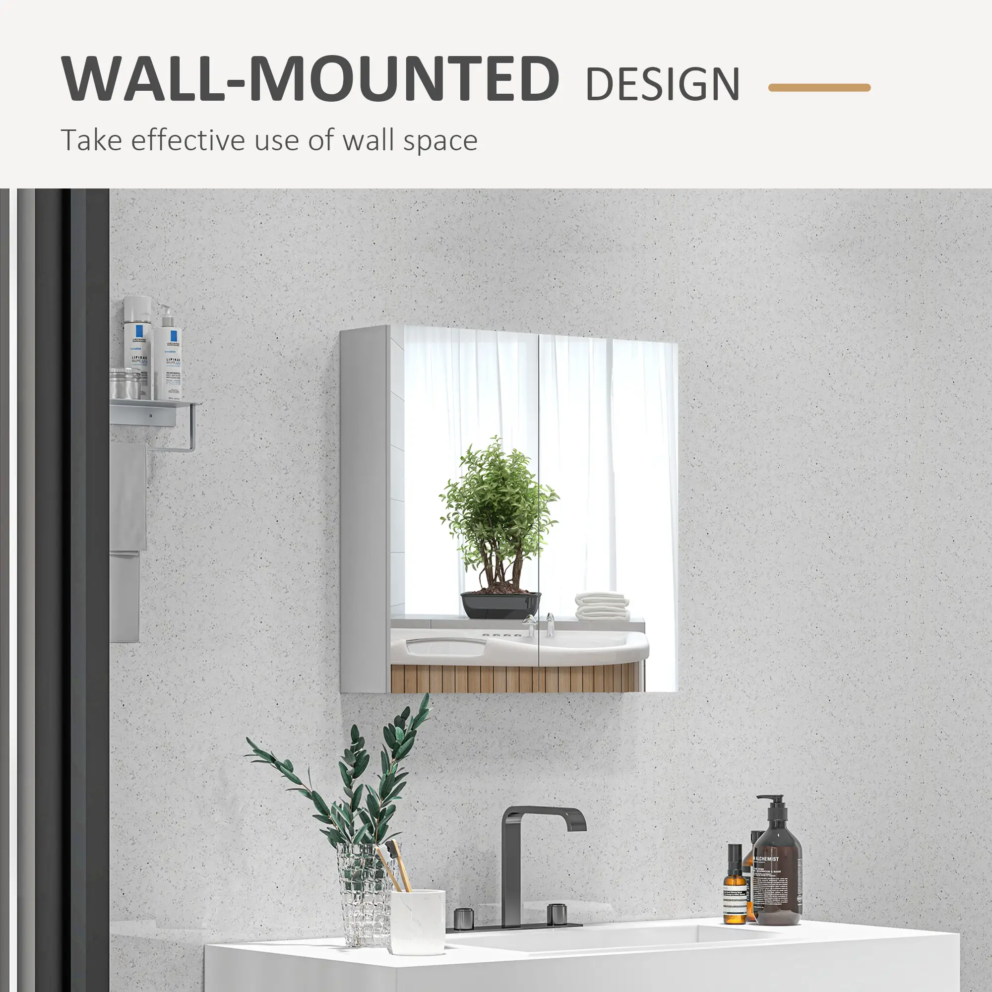 24" x 24" Medicine Cabinet, Wall Mounted, Mirrored Doors, Adjustable Shelves, Soft Close, High Gloss, White - Image 9