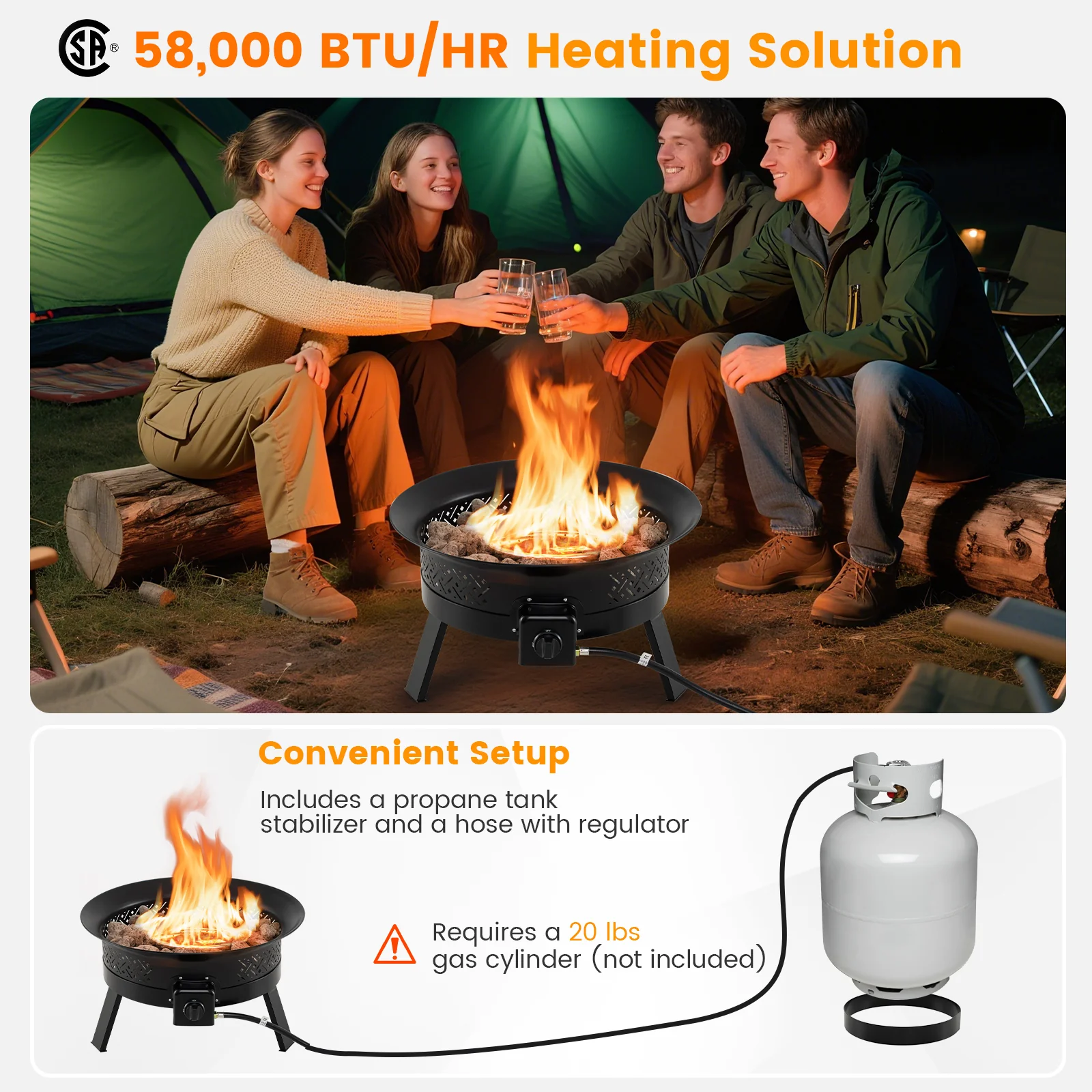 24.5 Inch Portable Propane Fire Pit with Carry Strap and Folding Legs - Image 10