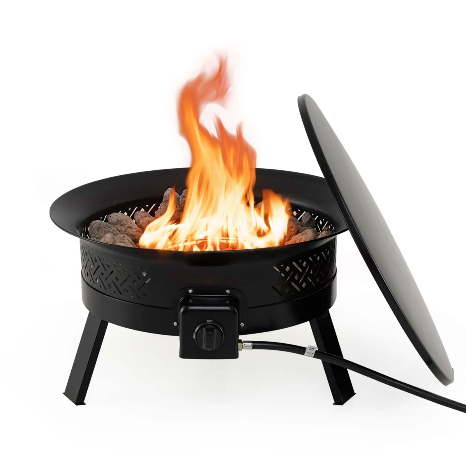 24.5 Inch Portable Propane Fire Pit with Carry Strap and Folding Legs - Image 4