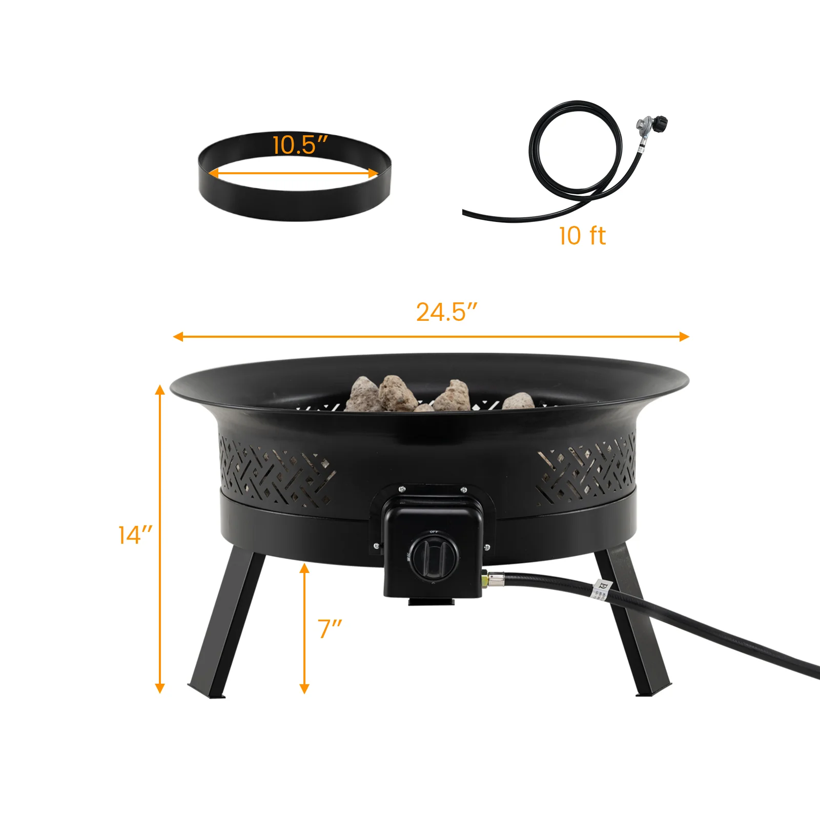 24.5 Inch Portable Propane Fire Pit with Carry Strap and Folding Legs - Image 6