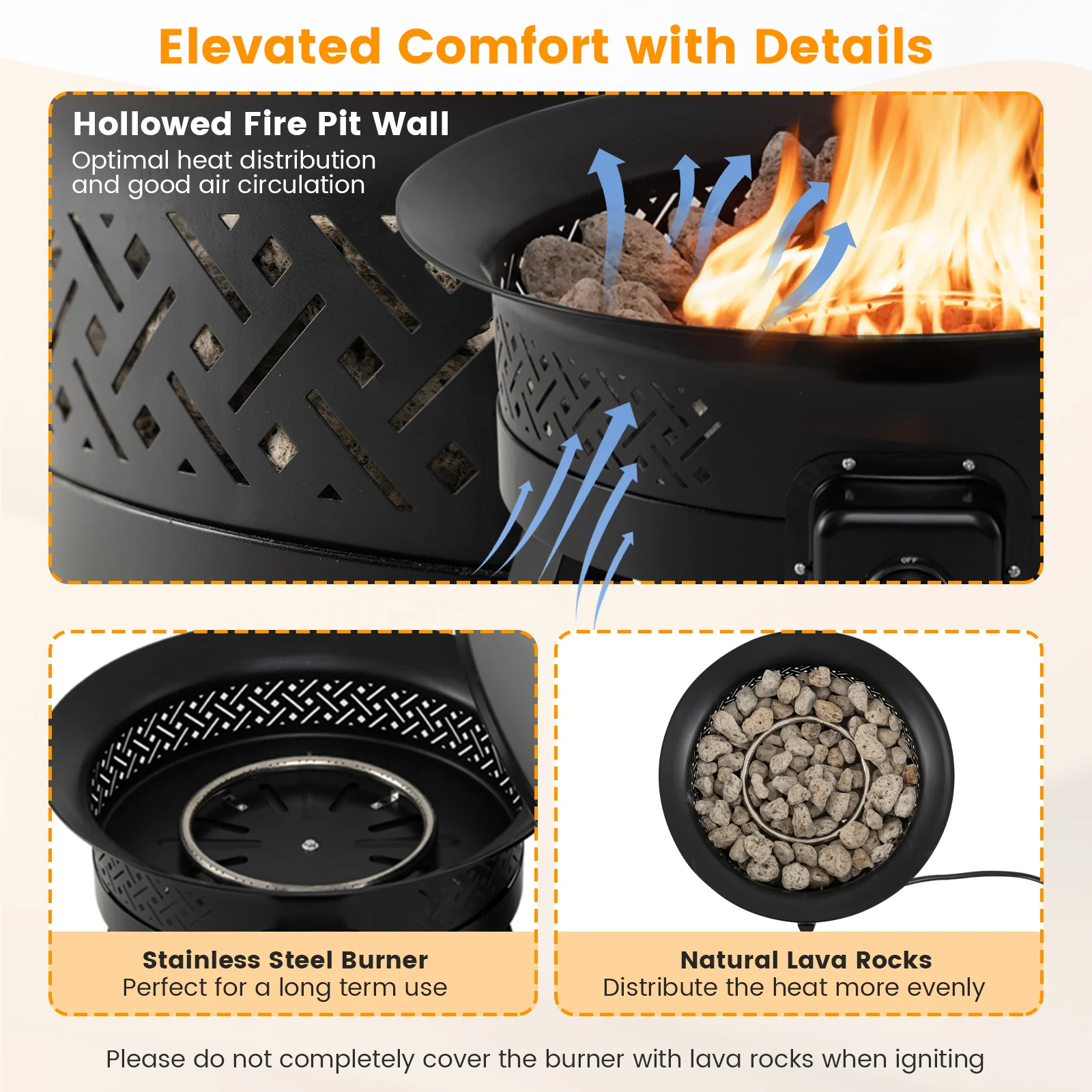 24.5 Inch Portable Propane Fire Pit with Carry Strap and Folding Legs - Image 7