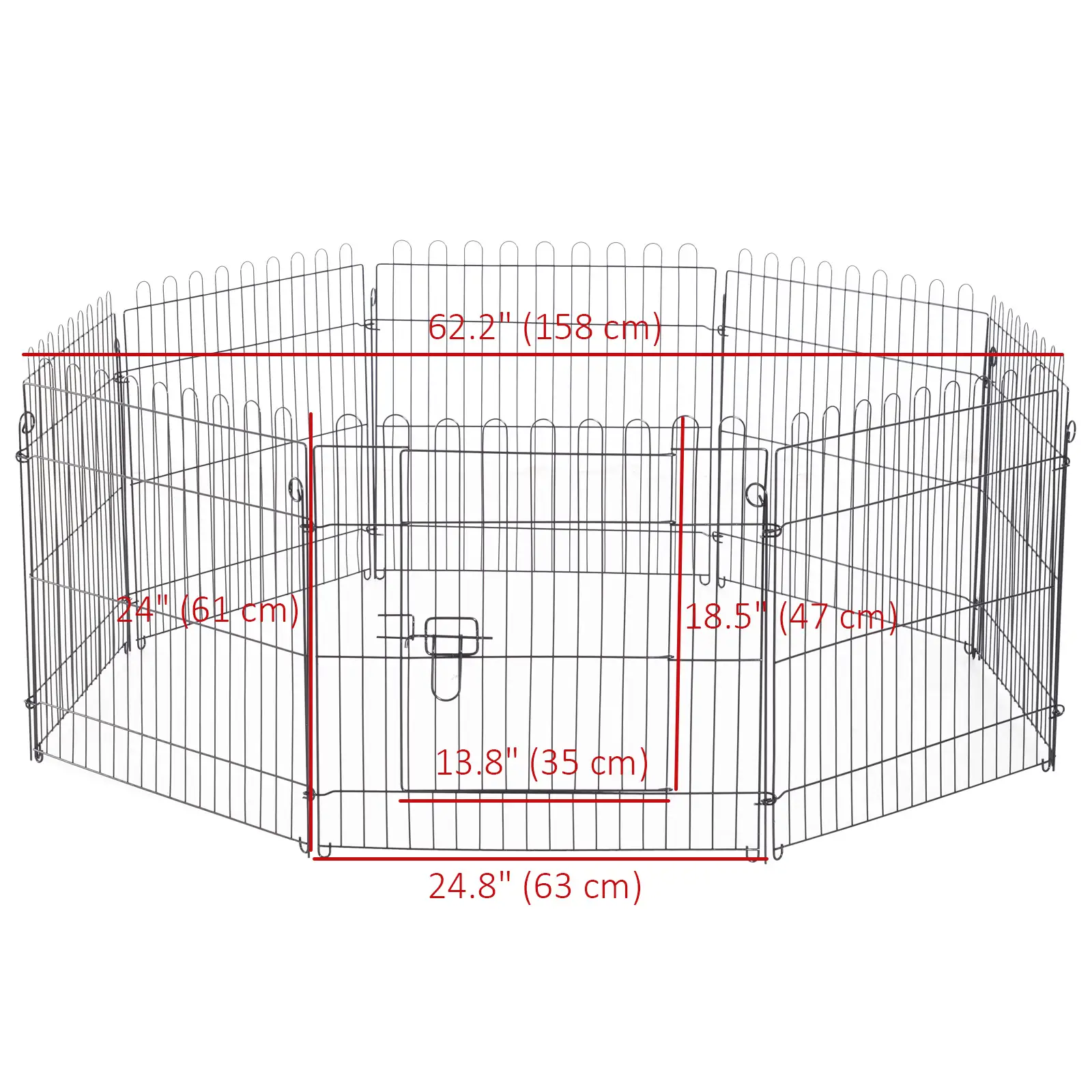 24inch 8-Panel Foldable Dog Playpen, Black - Image 3