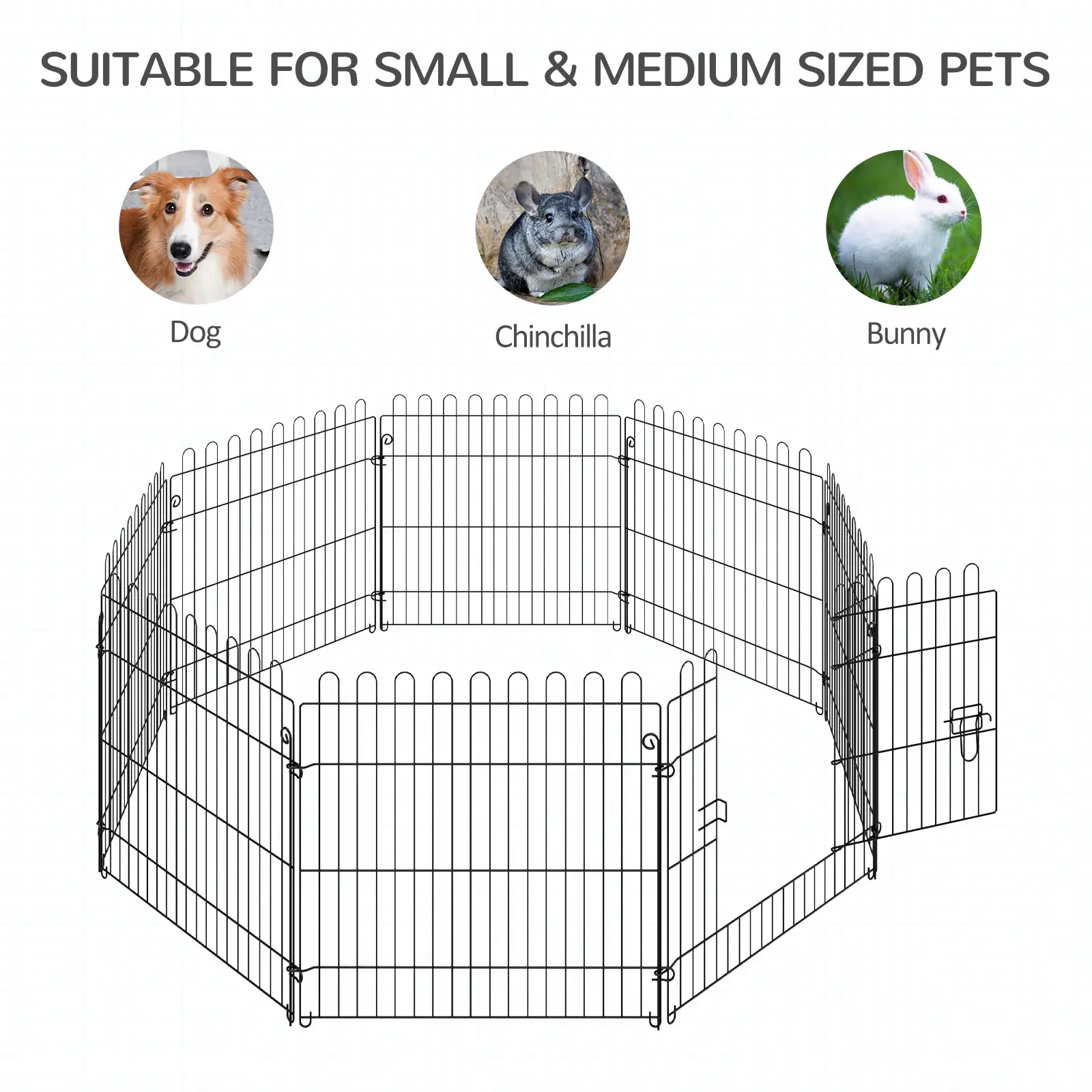24inch 8-Panel Foldable Dog Playpen, Black - Image 6