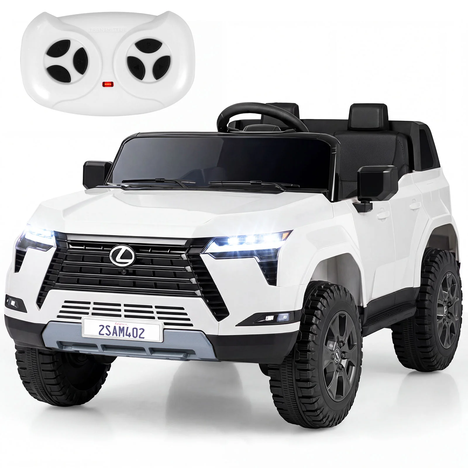 24V 4WD Ride On Car, Licensed Lexus GX550 Electric Vehicle, White