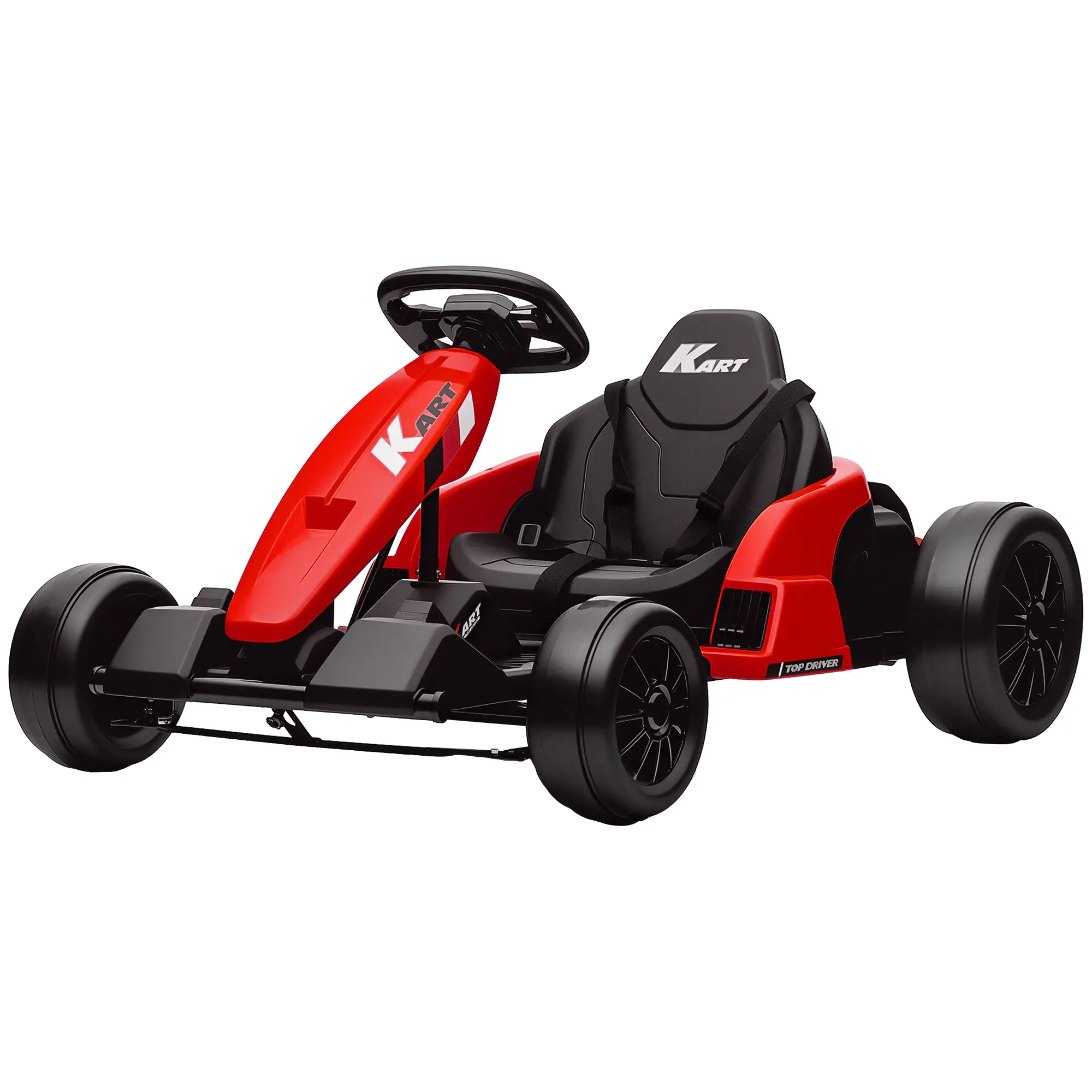 24V Electric Go Kart, Dual 150W Motors, Adjustable Seat, 11.2MPH, Red