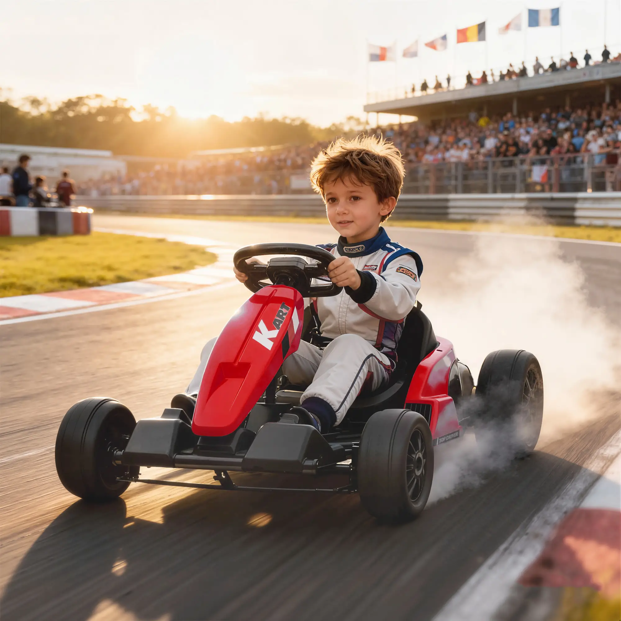 24V Electric Go Kart, Dual 150W Motors, Adjustable Seat, 11.2MPH, Red - Image 2
