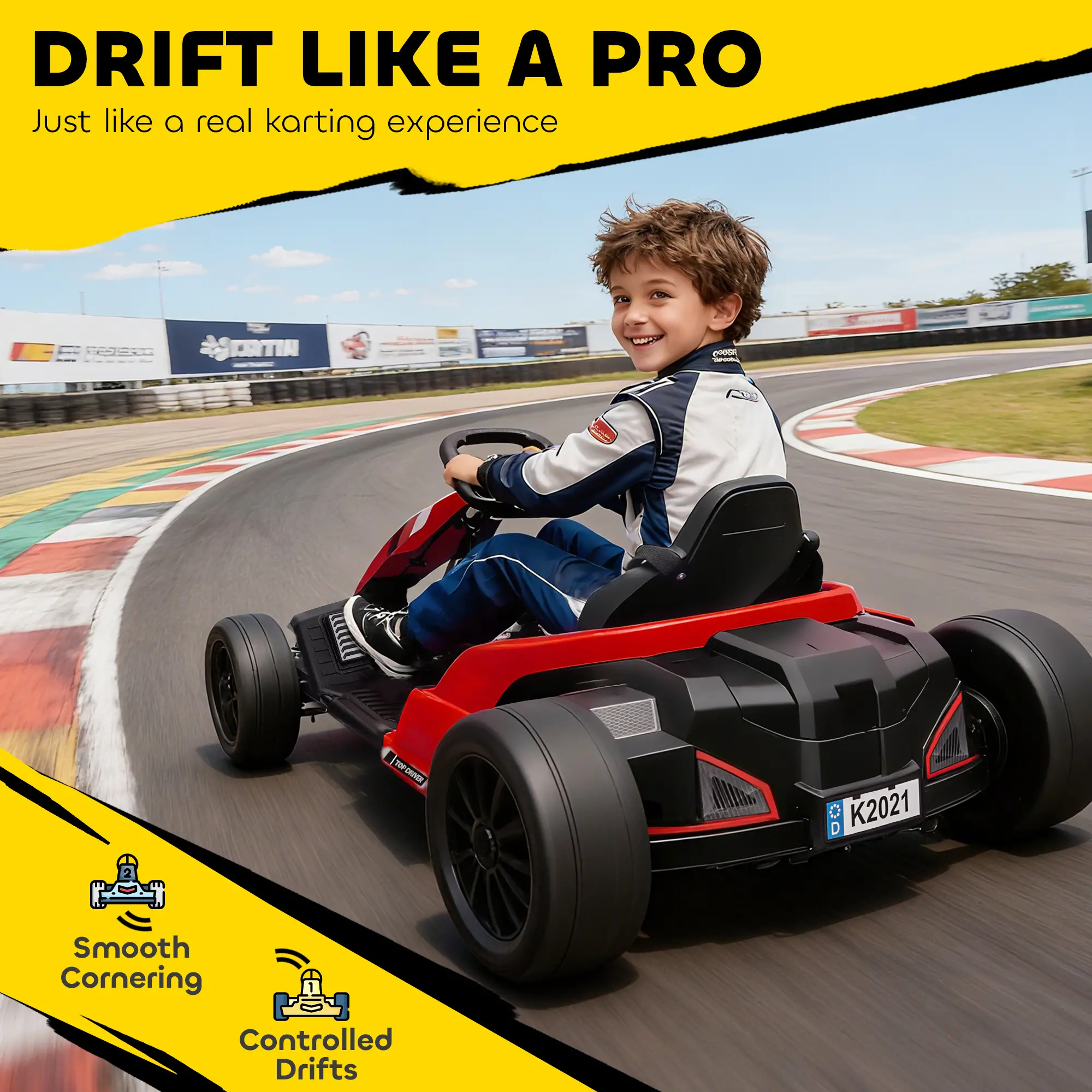 24V Electric Go Kart, Dual 150W Motors, Adjustable Seat, 11.2MPH, Red - Image 6