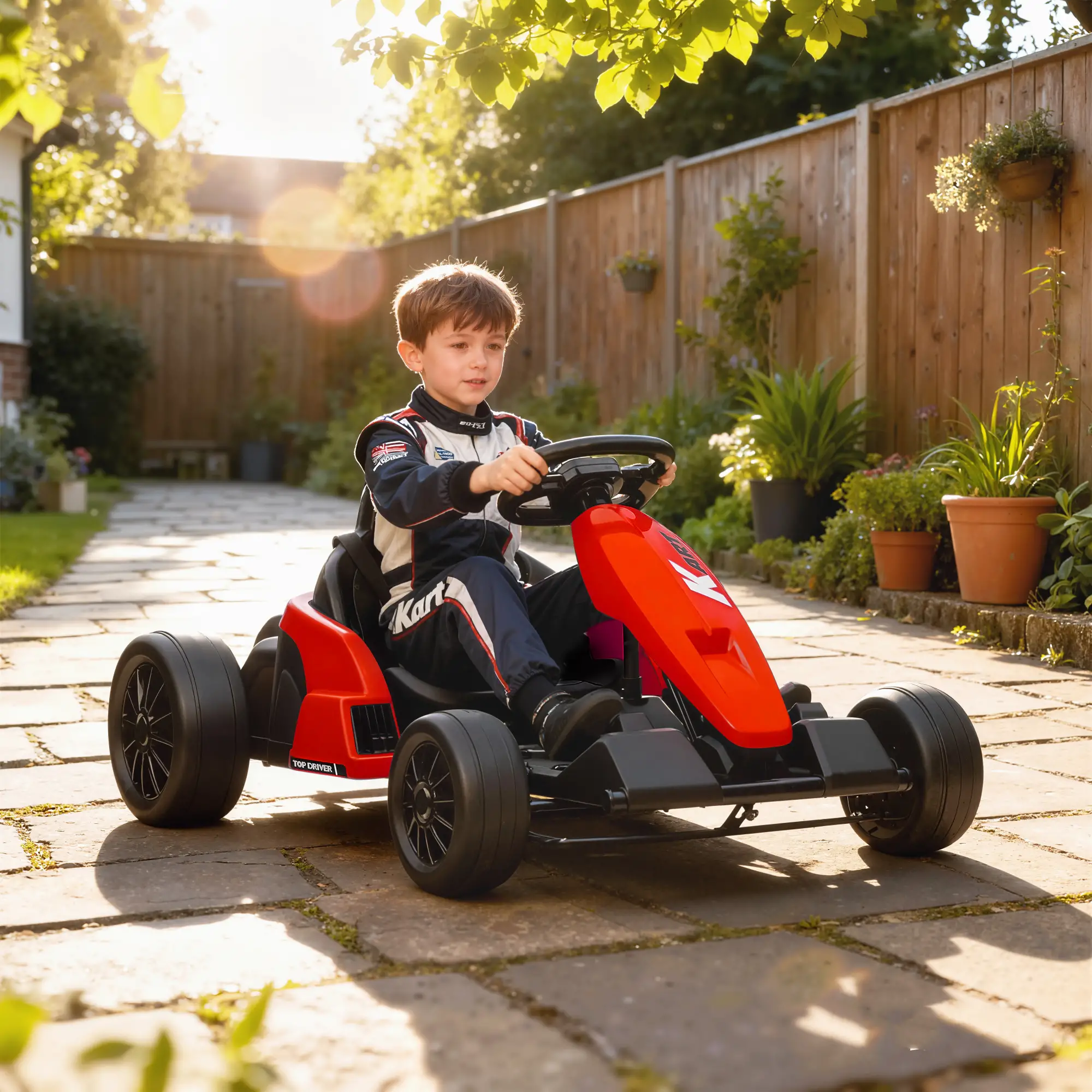 24V Electric Go Kart, Dual 150W Motors, Adjustable Seat, 11.2MPH, Red - Image 8