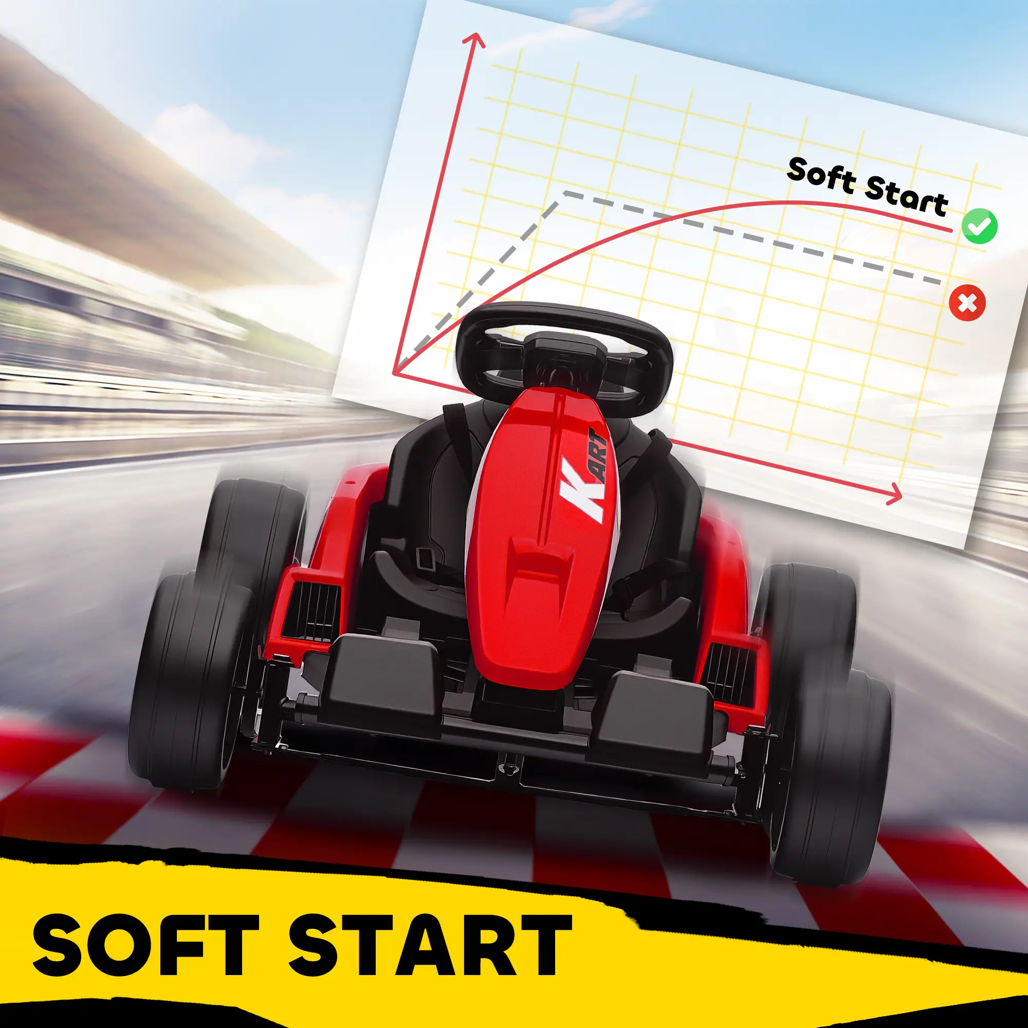 24V Electric Go Kart, Dual 150W Motors, Adjustable Seat, 11.2MPH, Red - Image 9