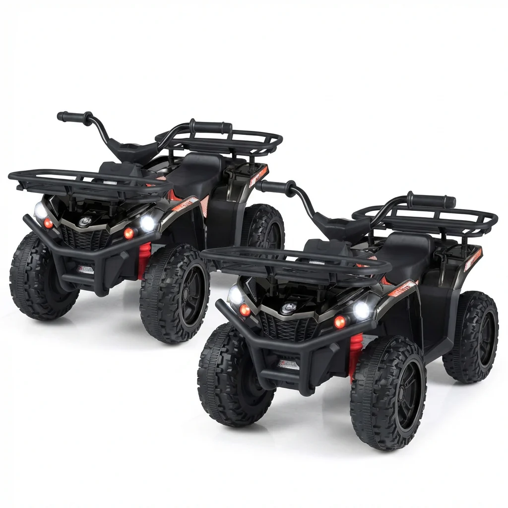 24V Electric Ride On Quad with LED Headlights-Black-2 Pieces, (2 pieces) Black + Black - Image 4