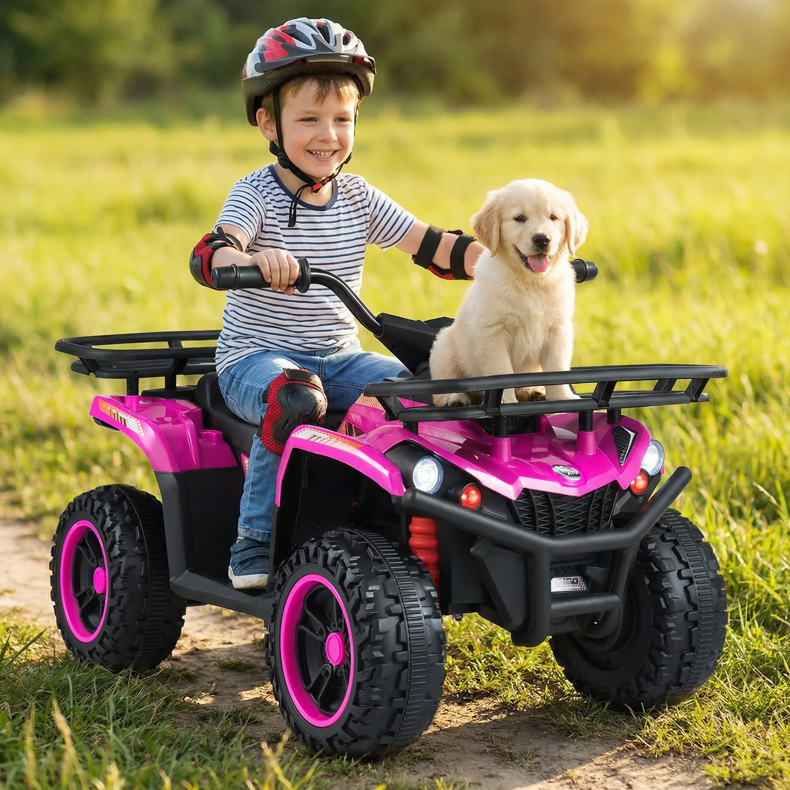 24V Electric Ride On Quad with LED Headlights, Pink - Image 2