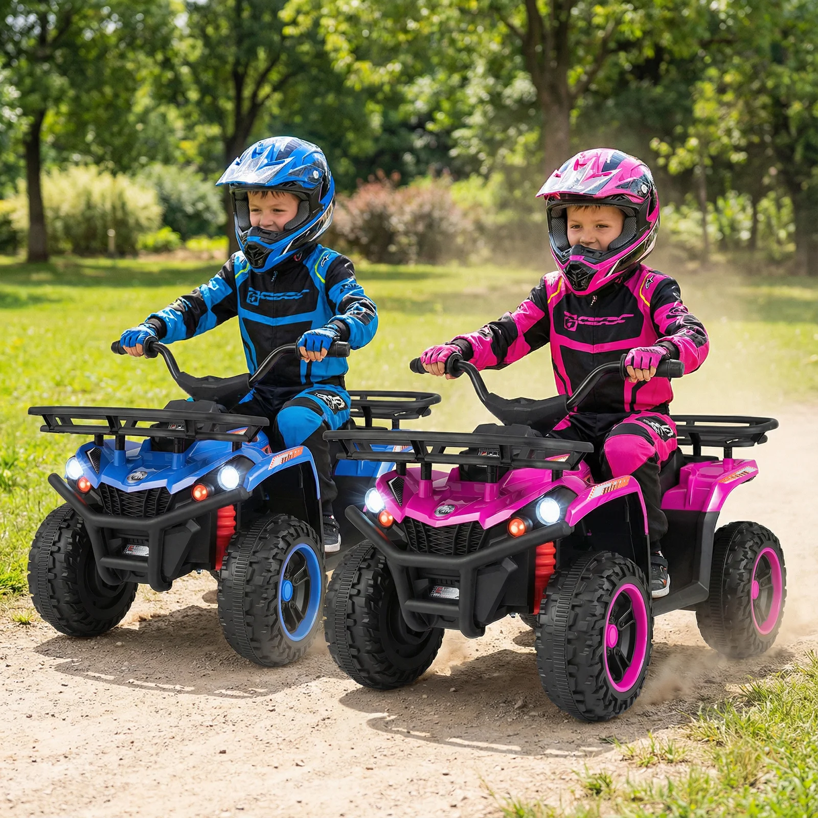 24V Electric Ride On Quad with LED Headlights, Pink - Image 3